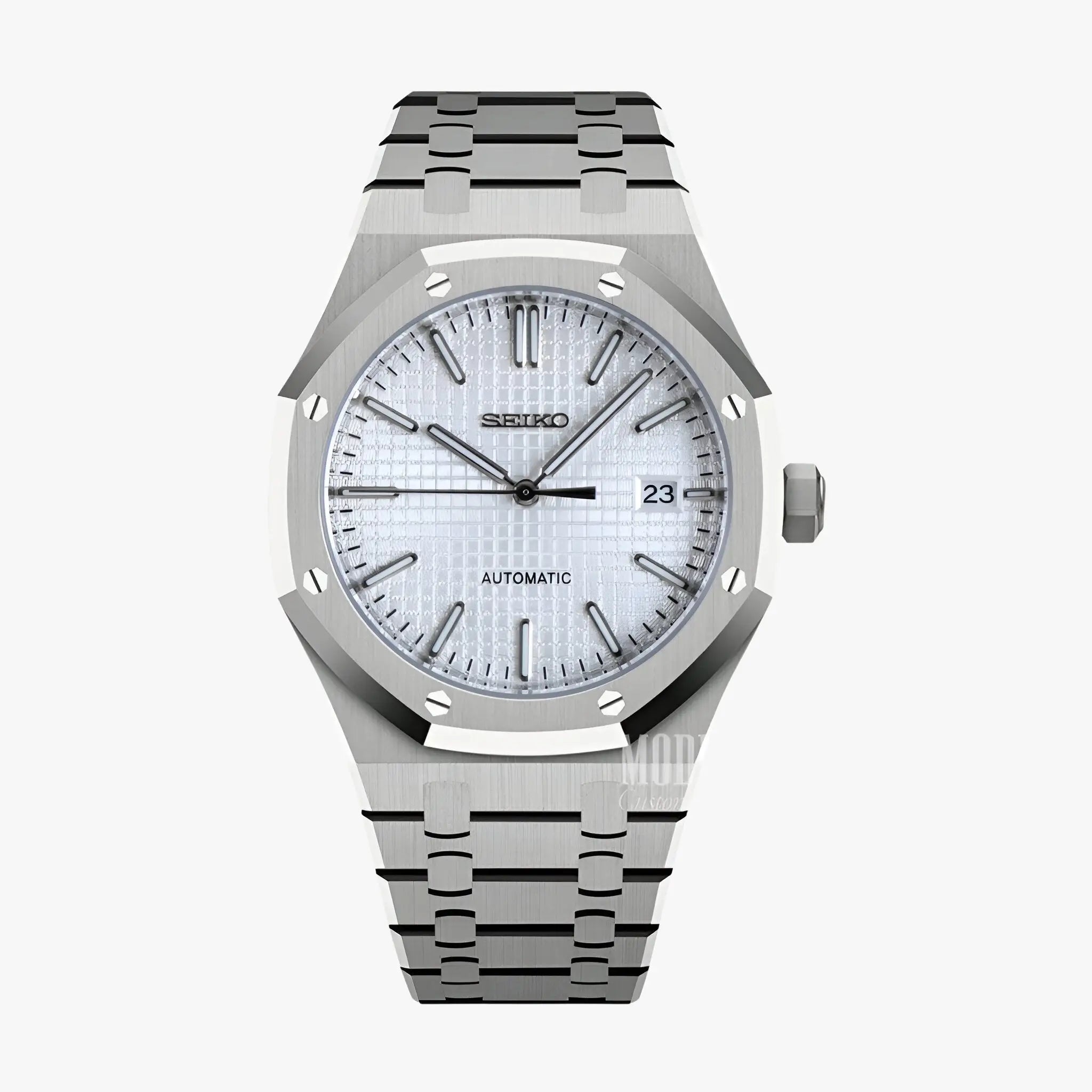 Royal Oak mod Seiko NH35 automatic watch with white dial