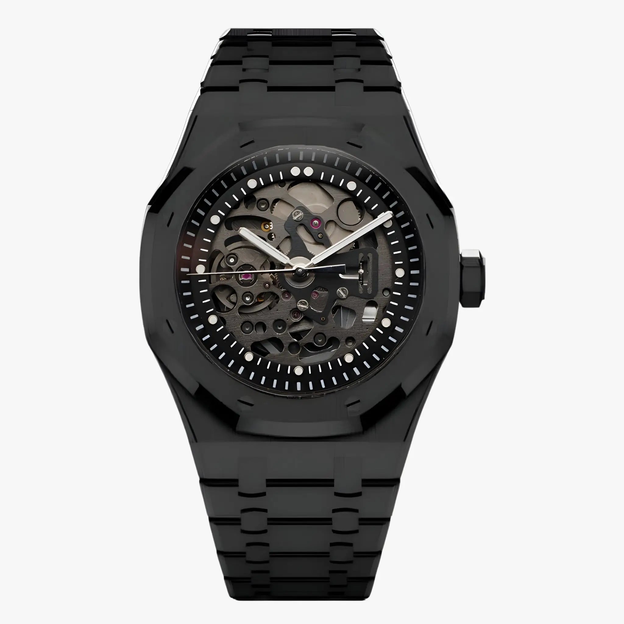 Black skeleton Royal Seikoak watch with Seiko NH72 automatic movement