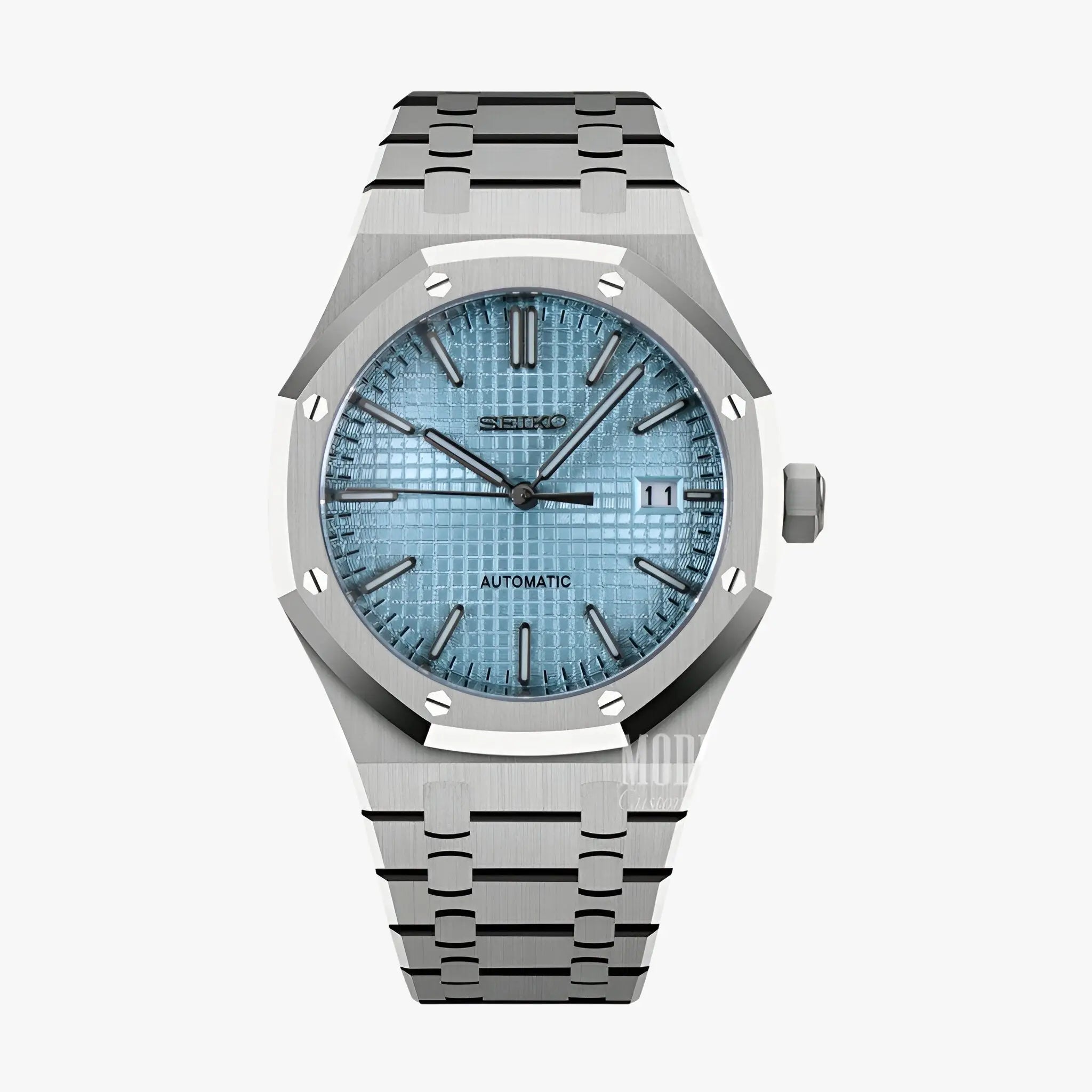 Royal Seikoak Ice Blue mod with Seiko NH35 automatic watch, water resistance