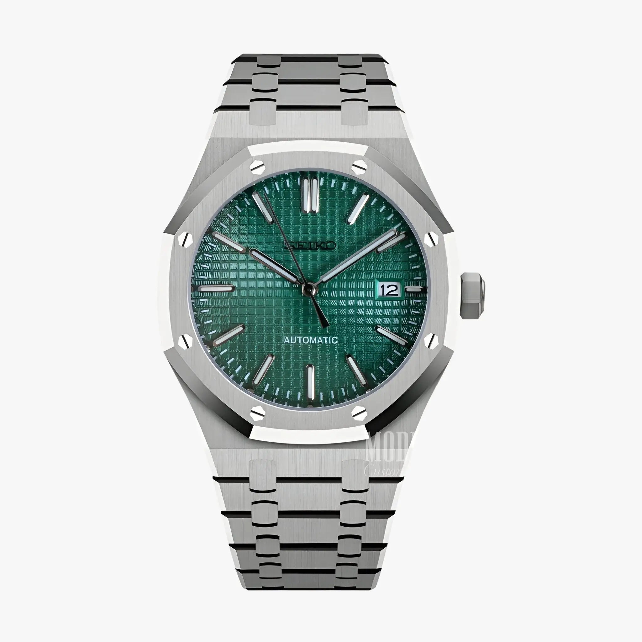 Royal Seikoak Green watch with Seiko NH35 automatic, Royal Oak mod