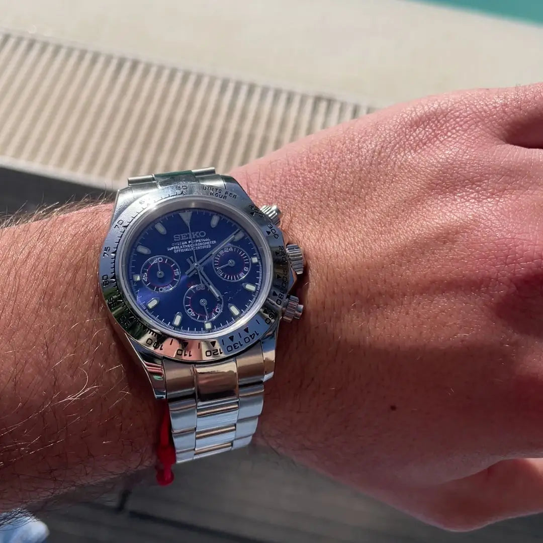 Seiko mod Daytona blue dial chronograph with VK63 hybrid movement