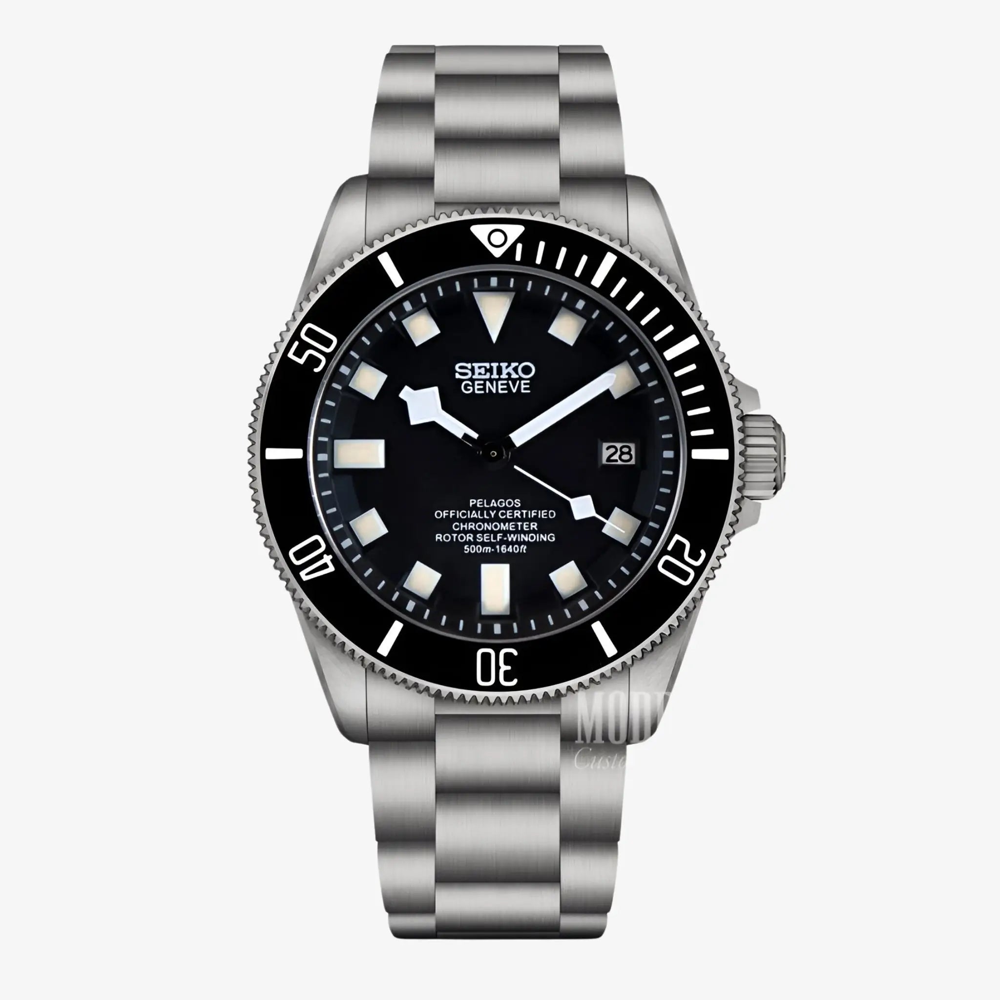 Seiko mod Pelagos Black diver’s watch with NH35 automatic movement
