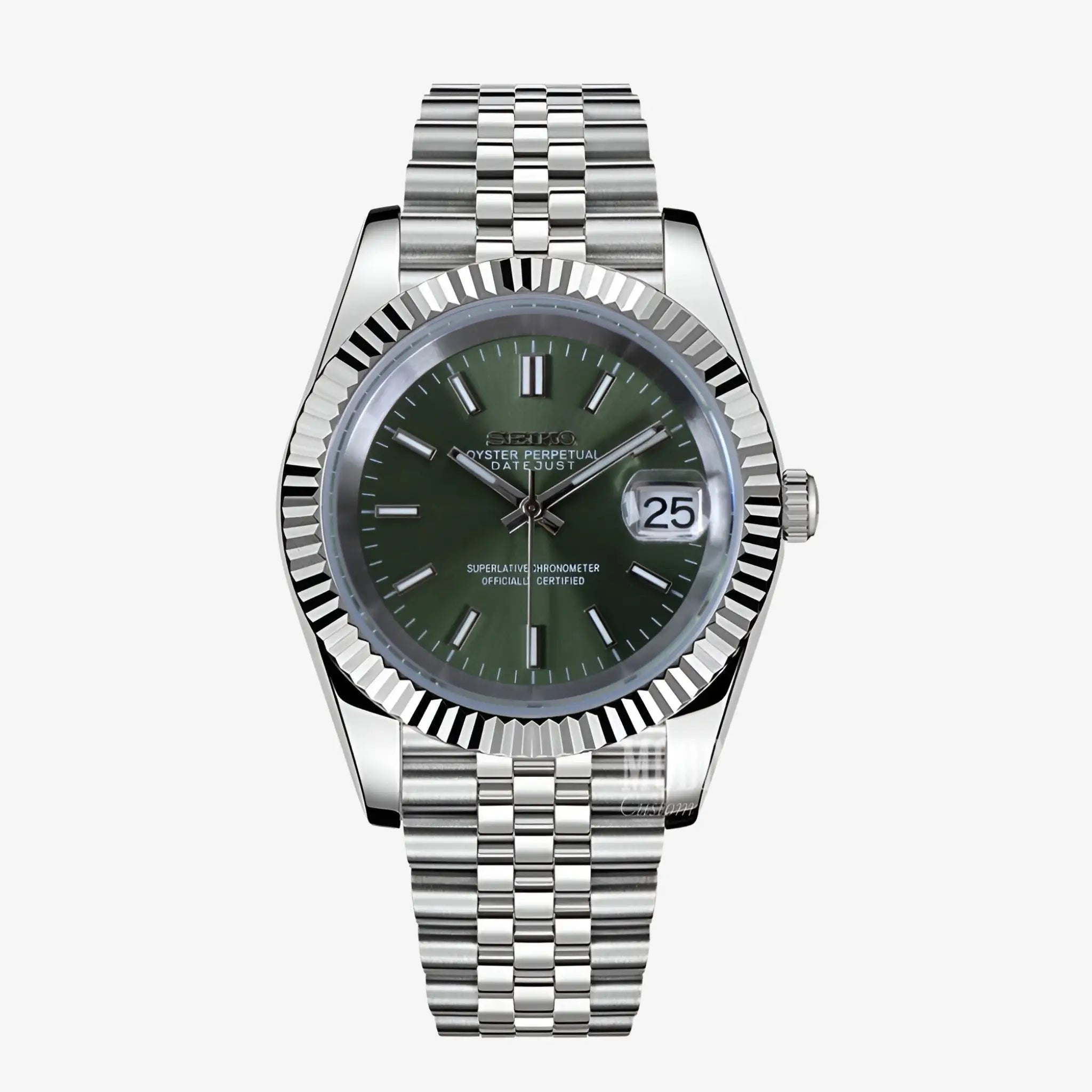 Seiko mod Datejust with NH35 automatic, mint green dial
