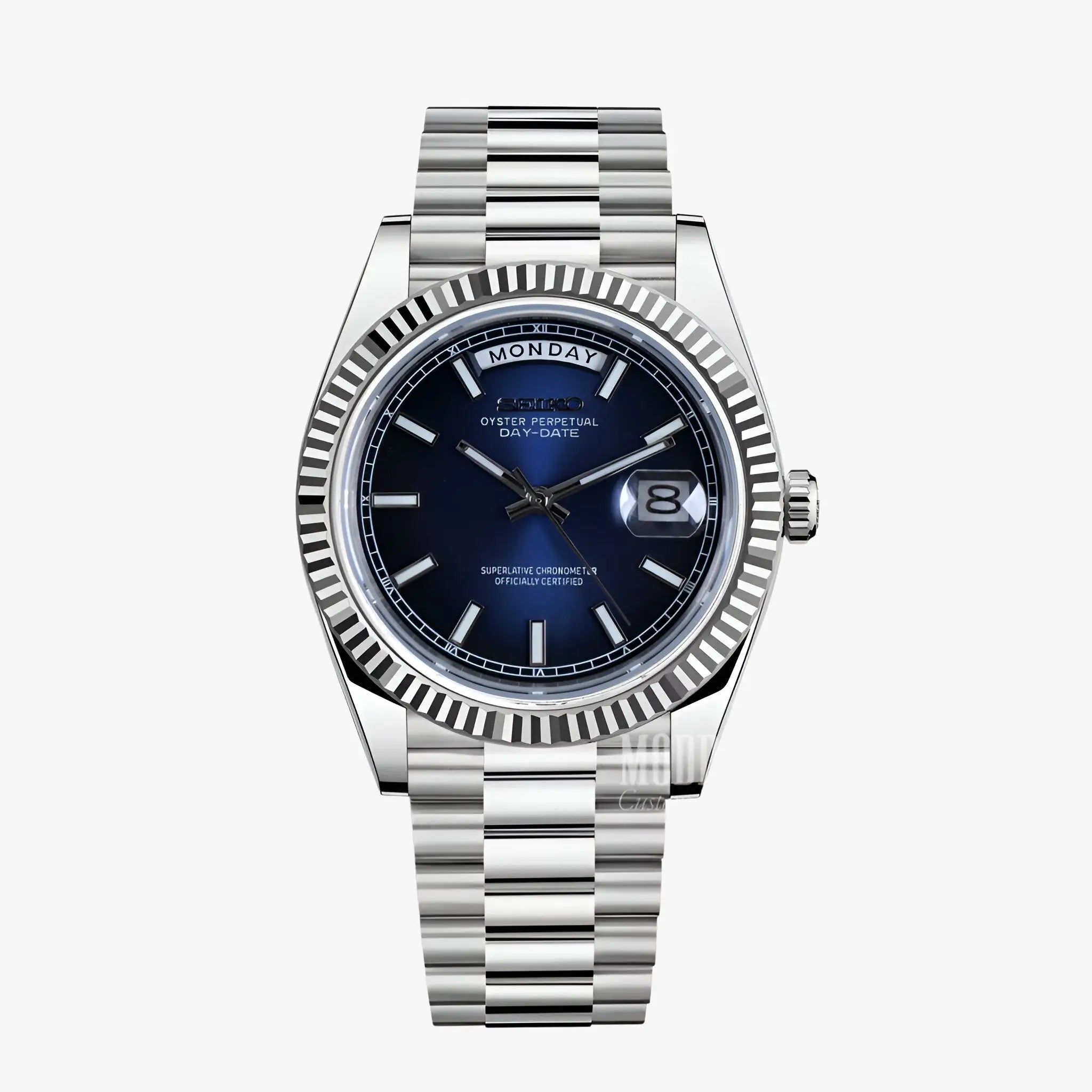 Seiko mod Datejust with royal blue dial, 316L stainless steel case and automatic movement