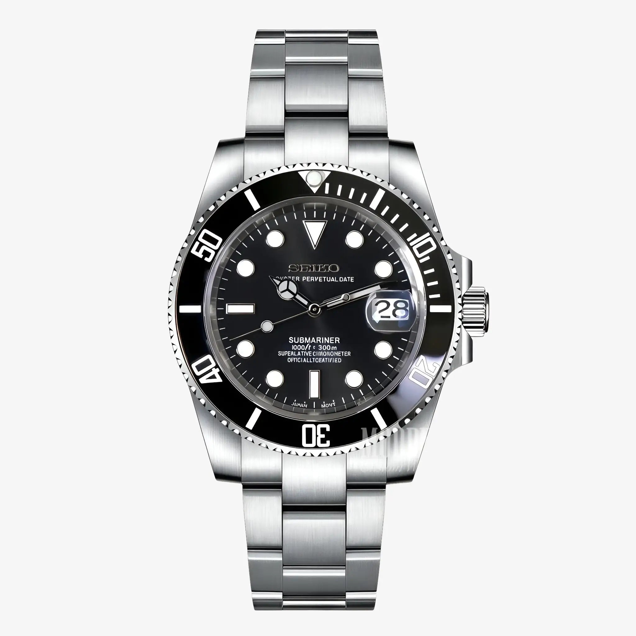 Prestigious Seiko NH35 automatic movement in Seikomariner Black divers watch