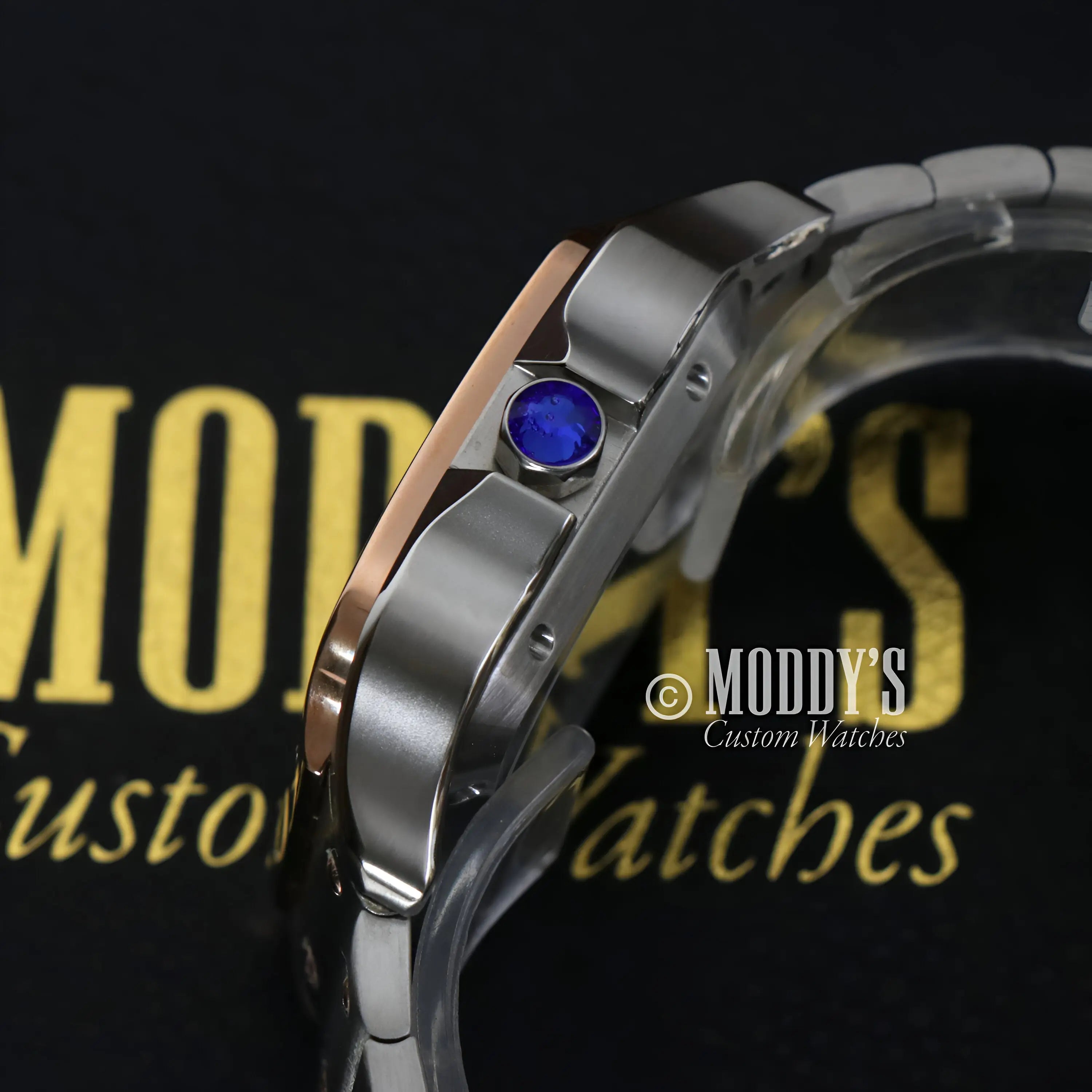 Santeiko Rose Gold Brown mod Santos watch with Seiko NH35 automatic