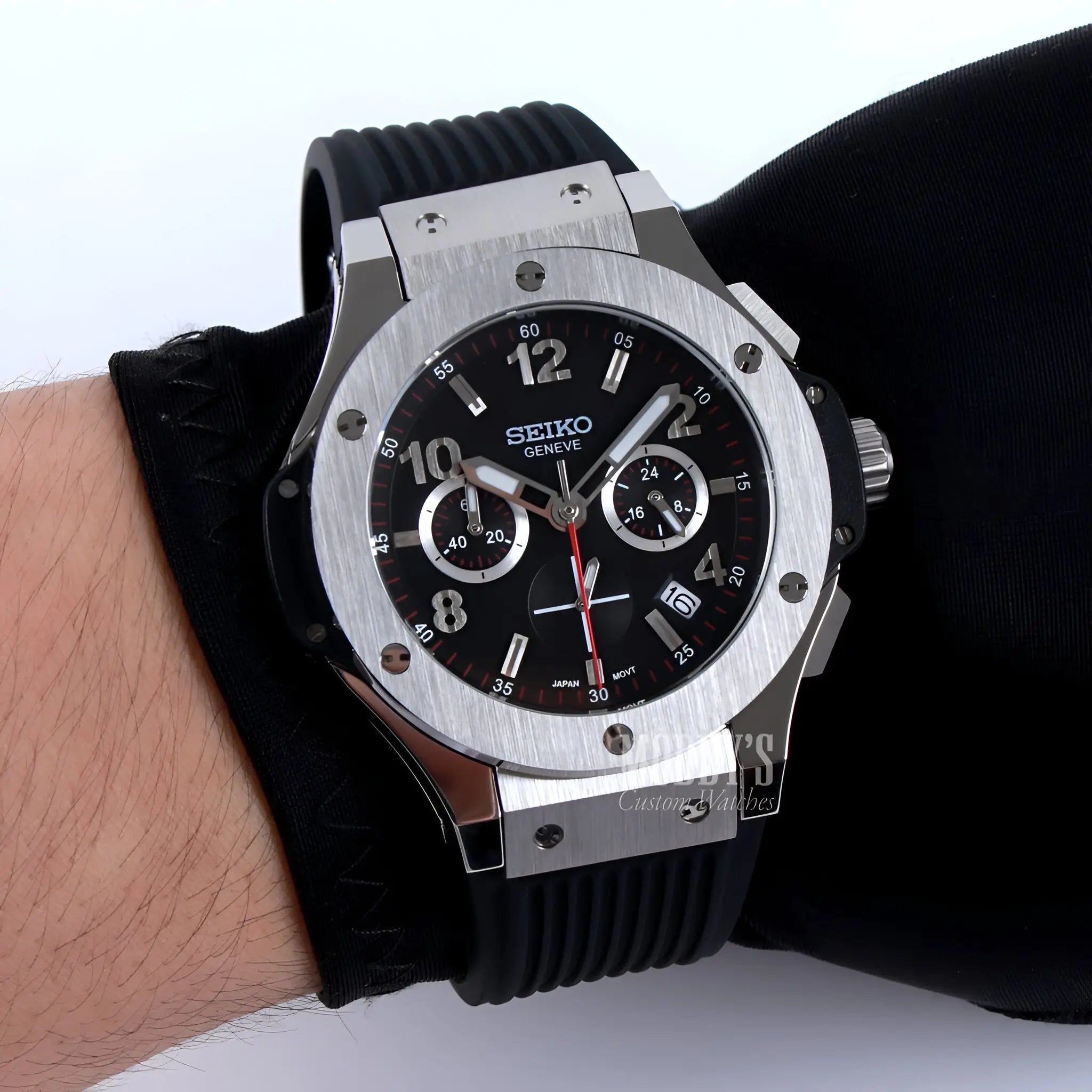 Seiko Mod Hubleiko Big Bang Black Chronograph with VK63 Hybrid Movement