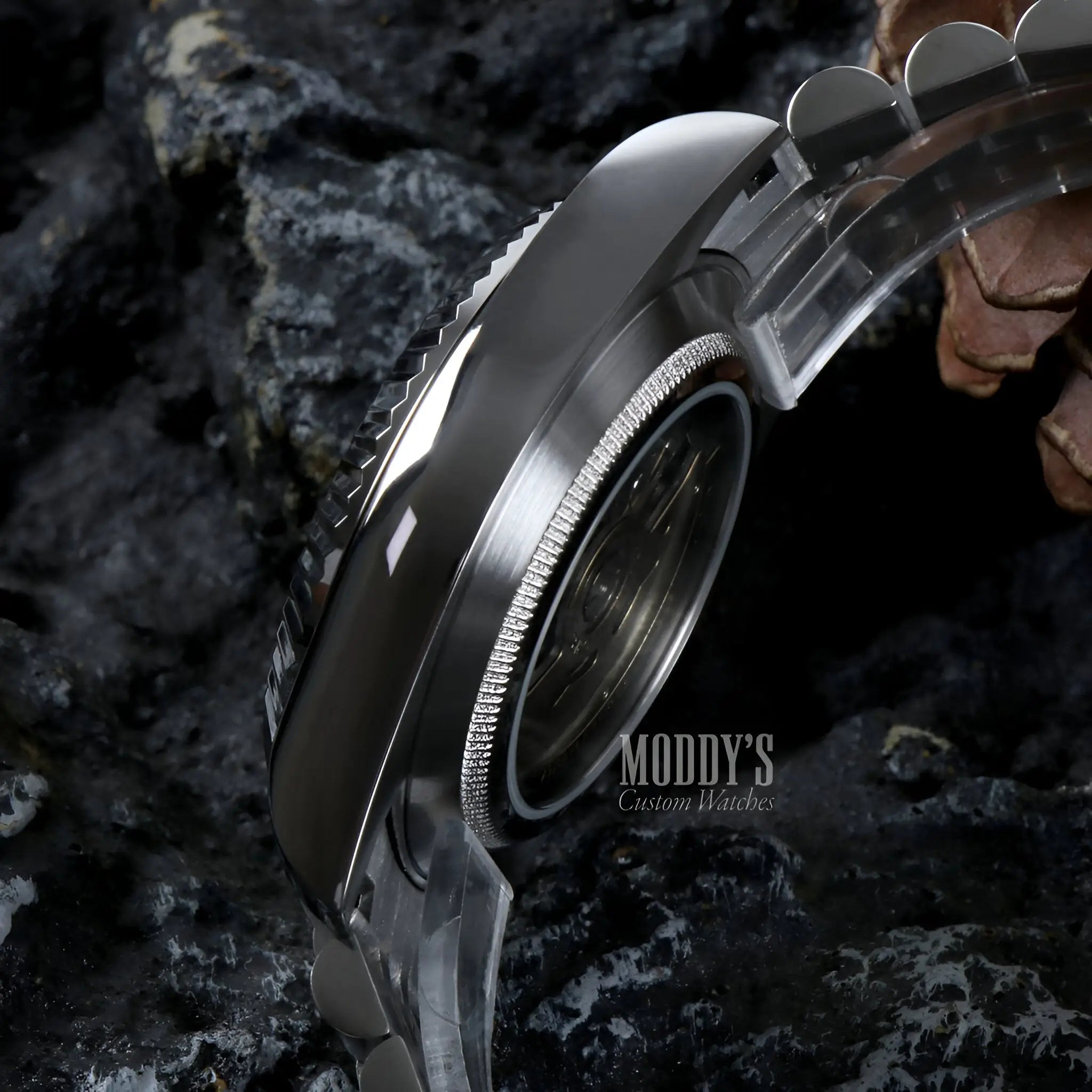 Seiko NH35 automatic mod Datejust with 904L steel black dial bezel