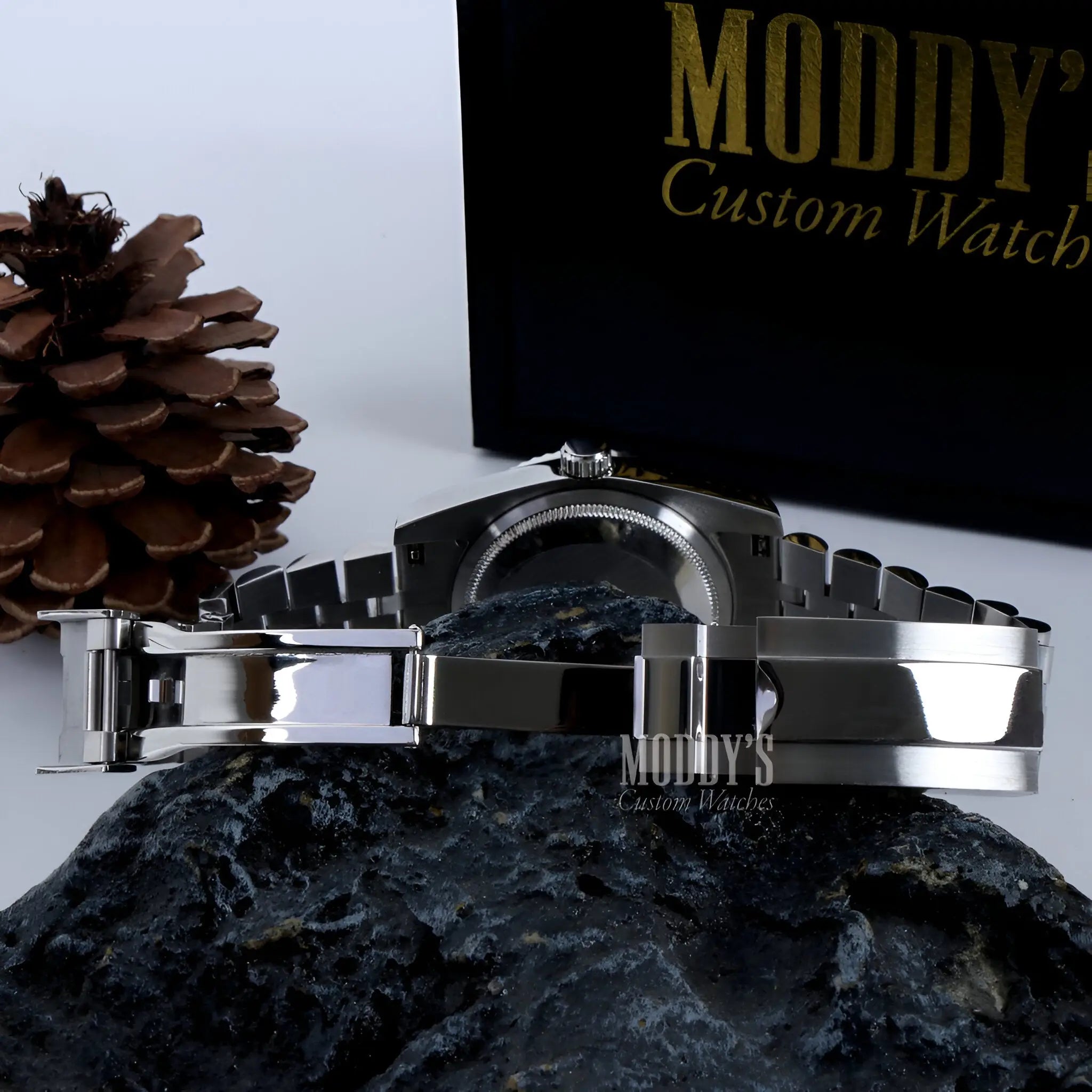 Seiko mod datejust with black dial and silver accents