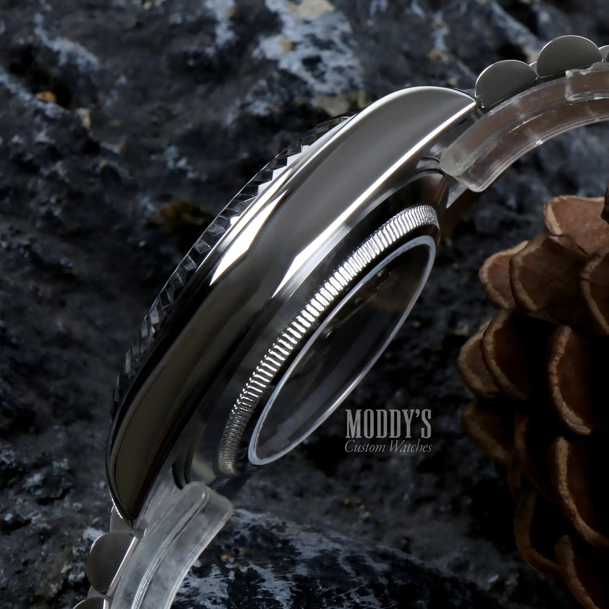 Seiko mod watch with 316L stainless steel case, leather strap, automatic movement