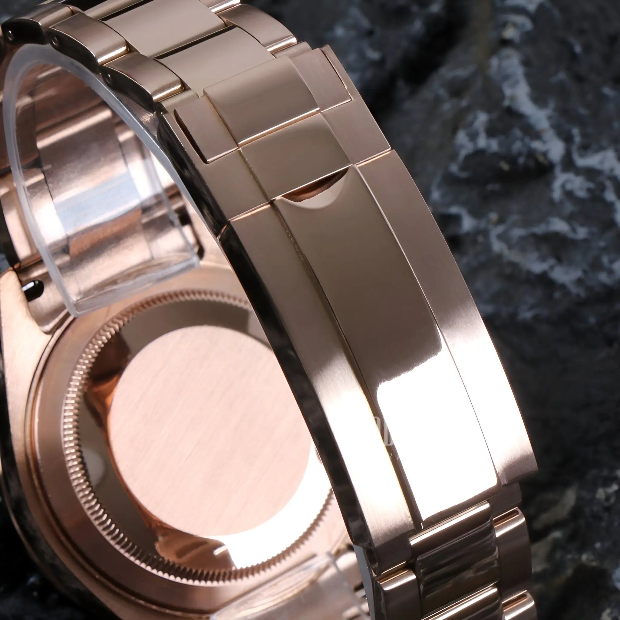 Seiko mod Daytona rose gold watch with VK63 hybrid movement