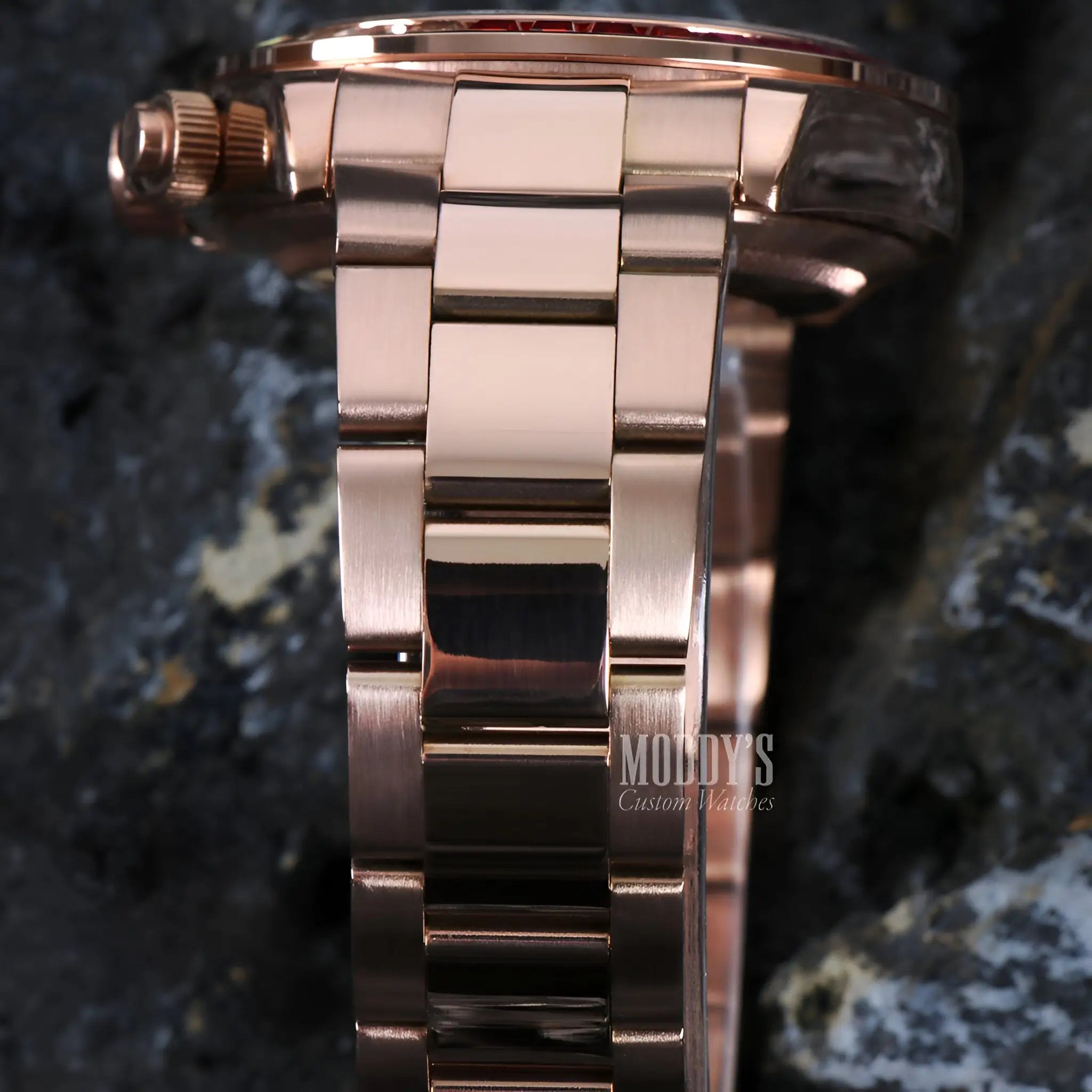 Seitona rose gold rainbow watch with Seiko VK63 hybrid movement