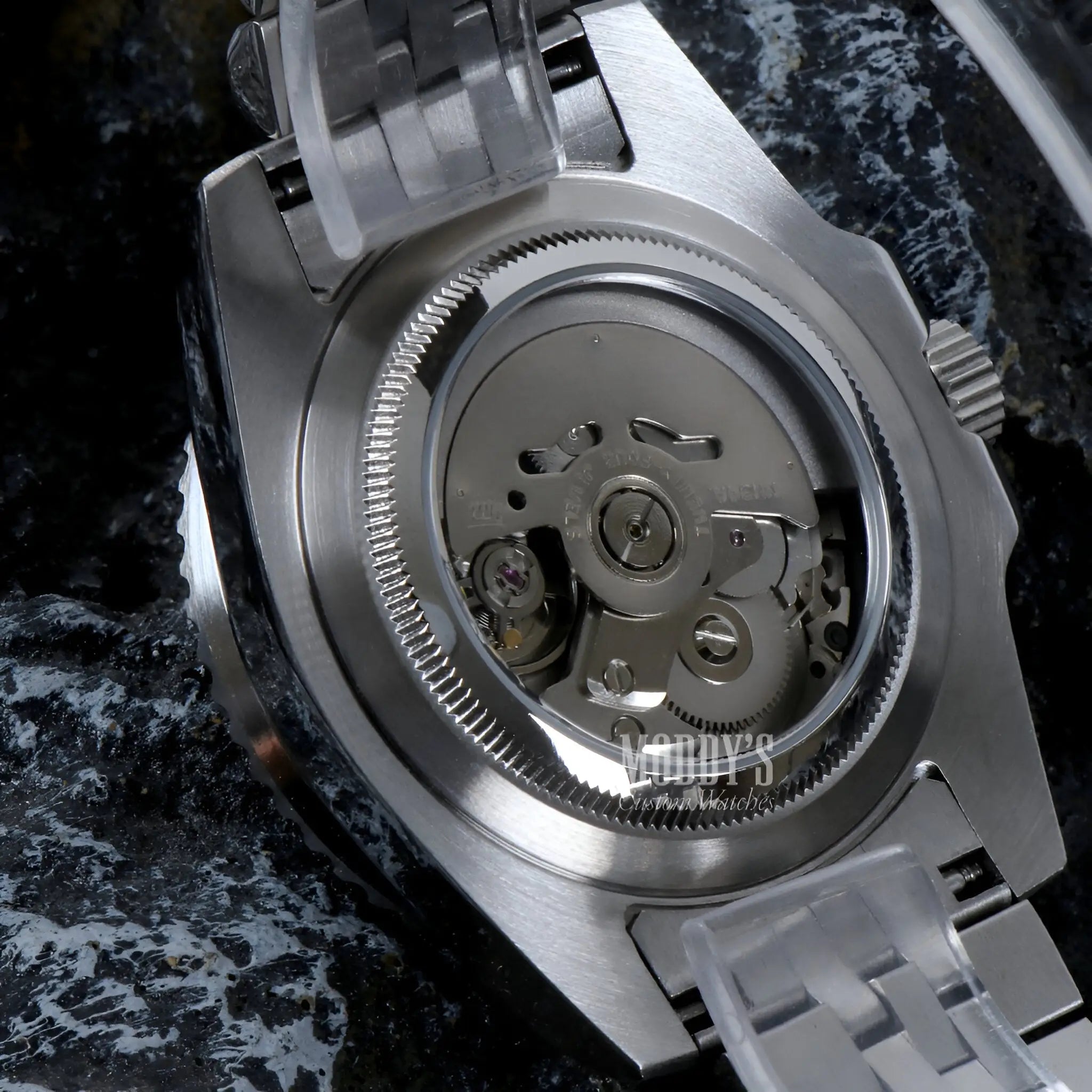 GMTeiko Bruce Wayne Seiko mod GMT watch with silver dial and black hands