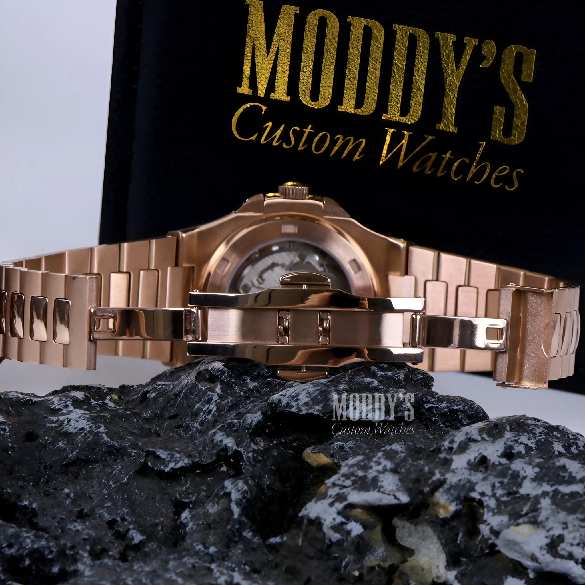 Nautiko Rose Gold Chocolate Open Heart watch with NH38 automatic movement