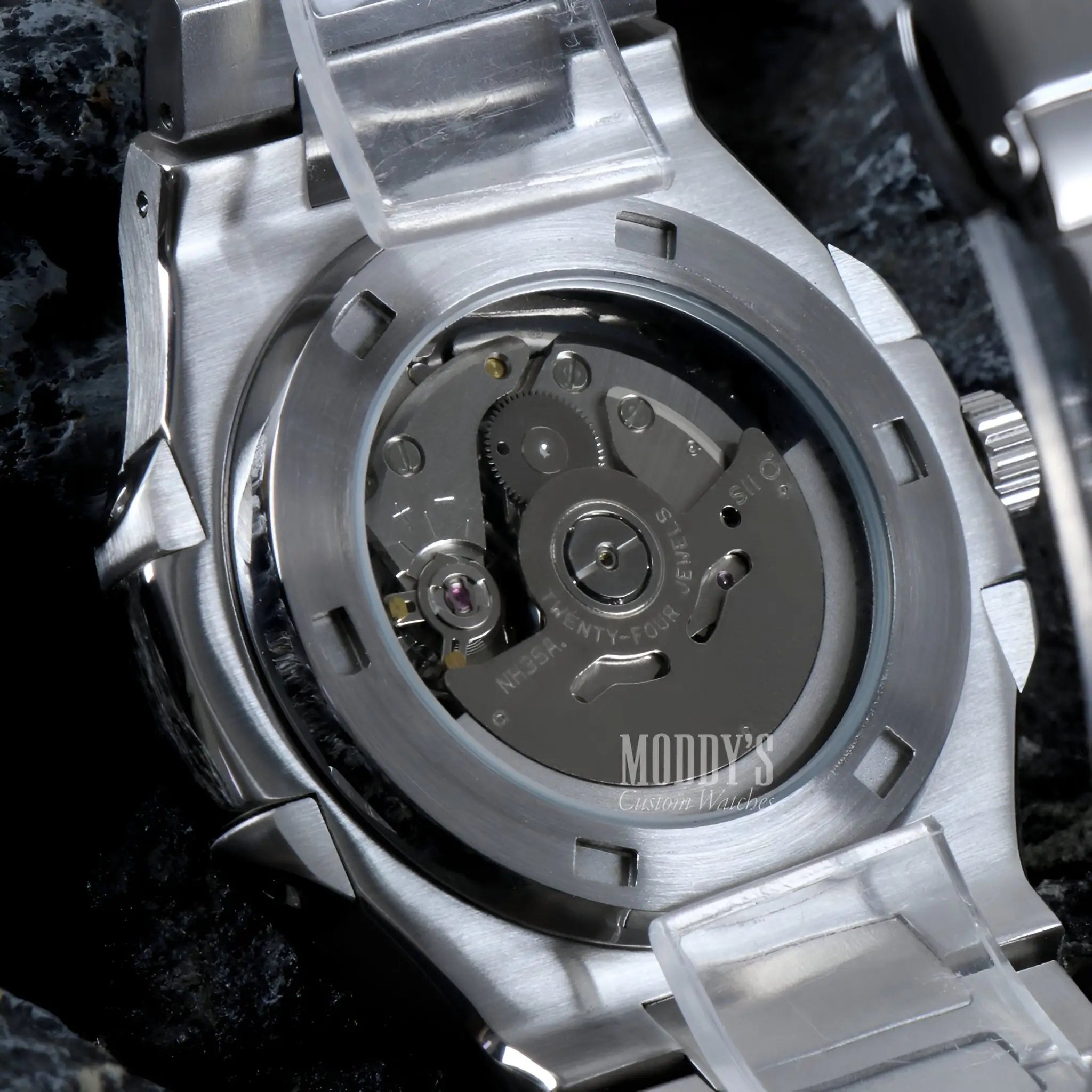 Seiko mod Nautilus watch with NH35 automatic, 316L steel band