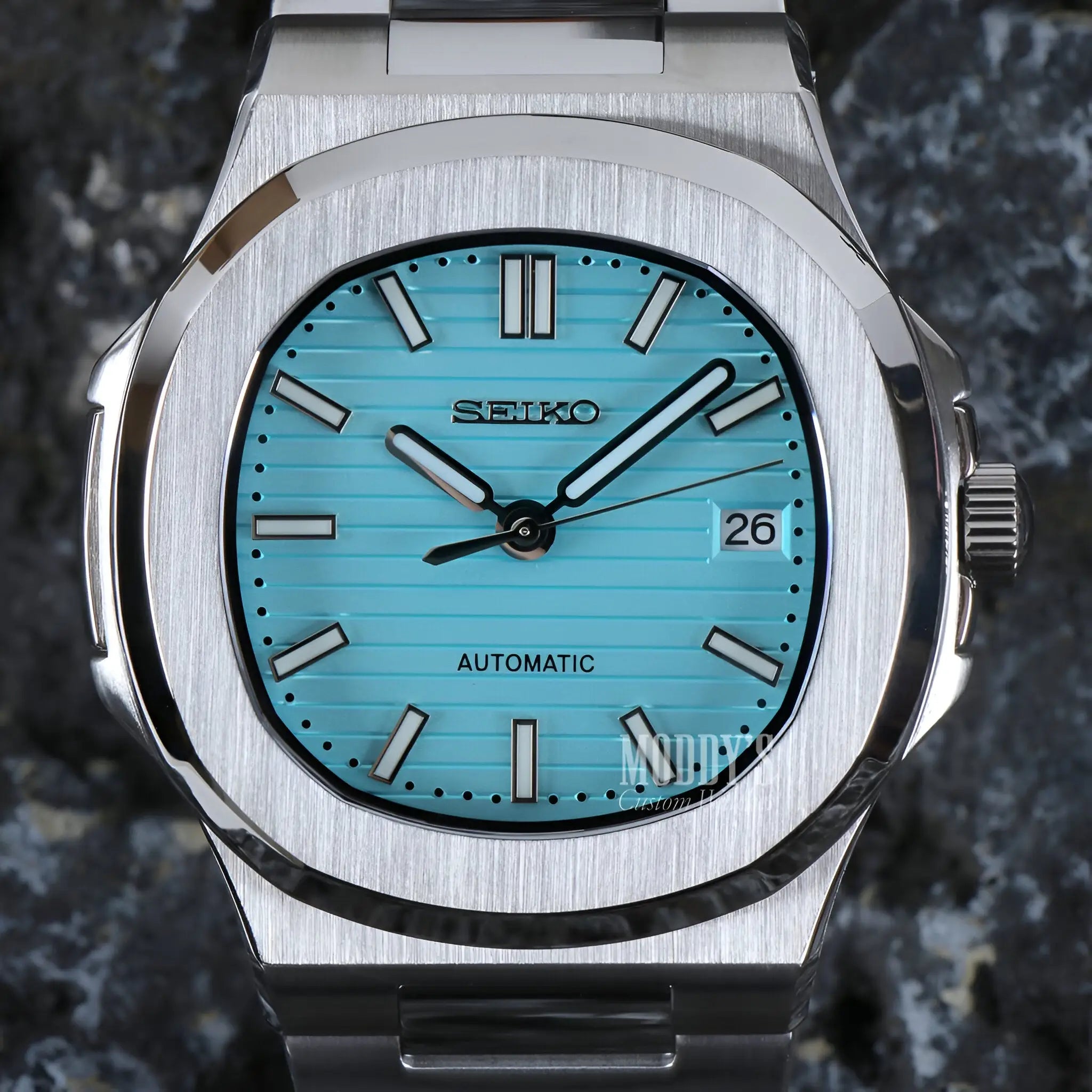 Seiko mod Nautilus NH35 automatic with turquoise dial