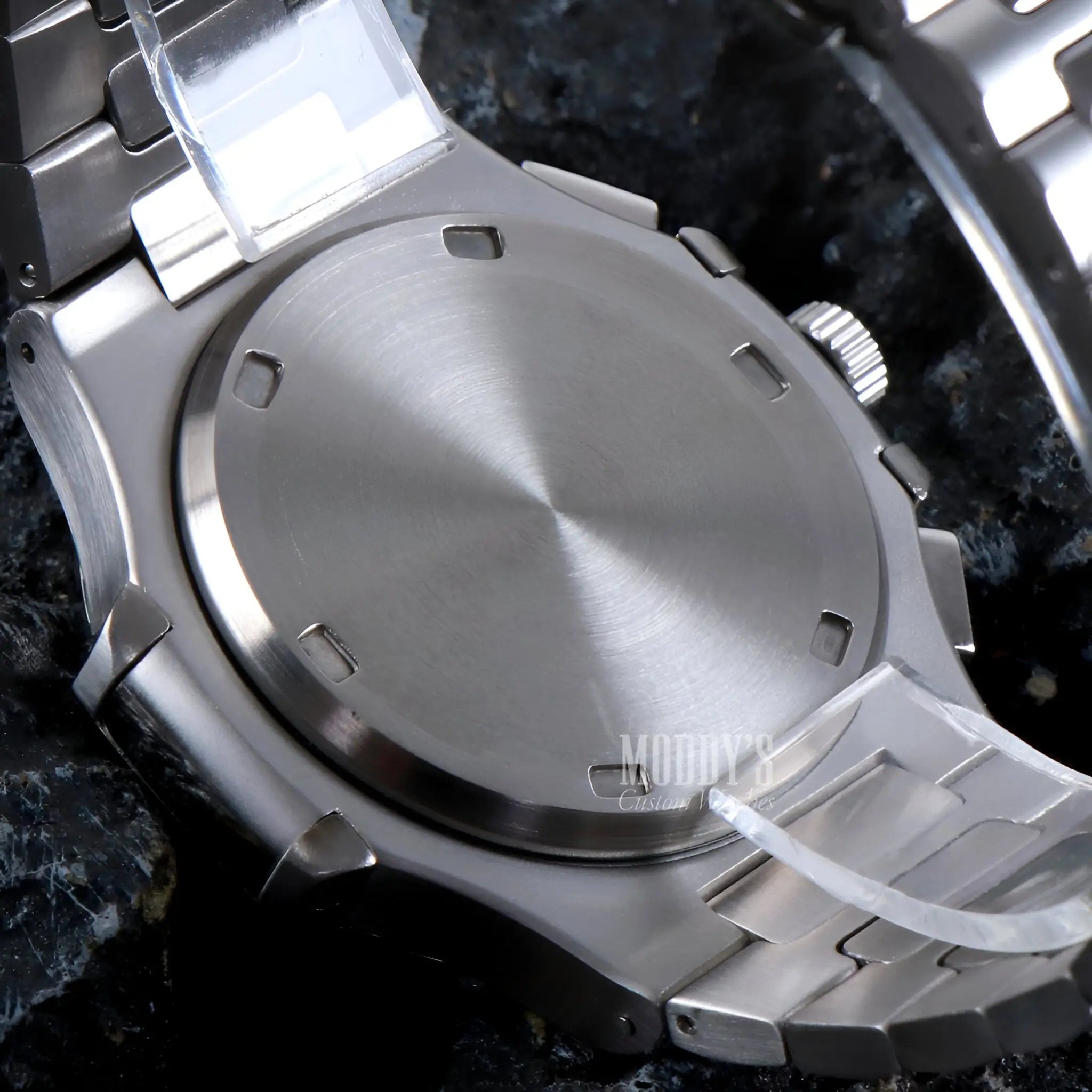 Nautiko White Open Heart Seiko mod Nautilus watch in 904L steel