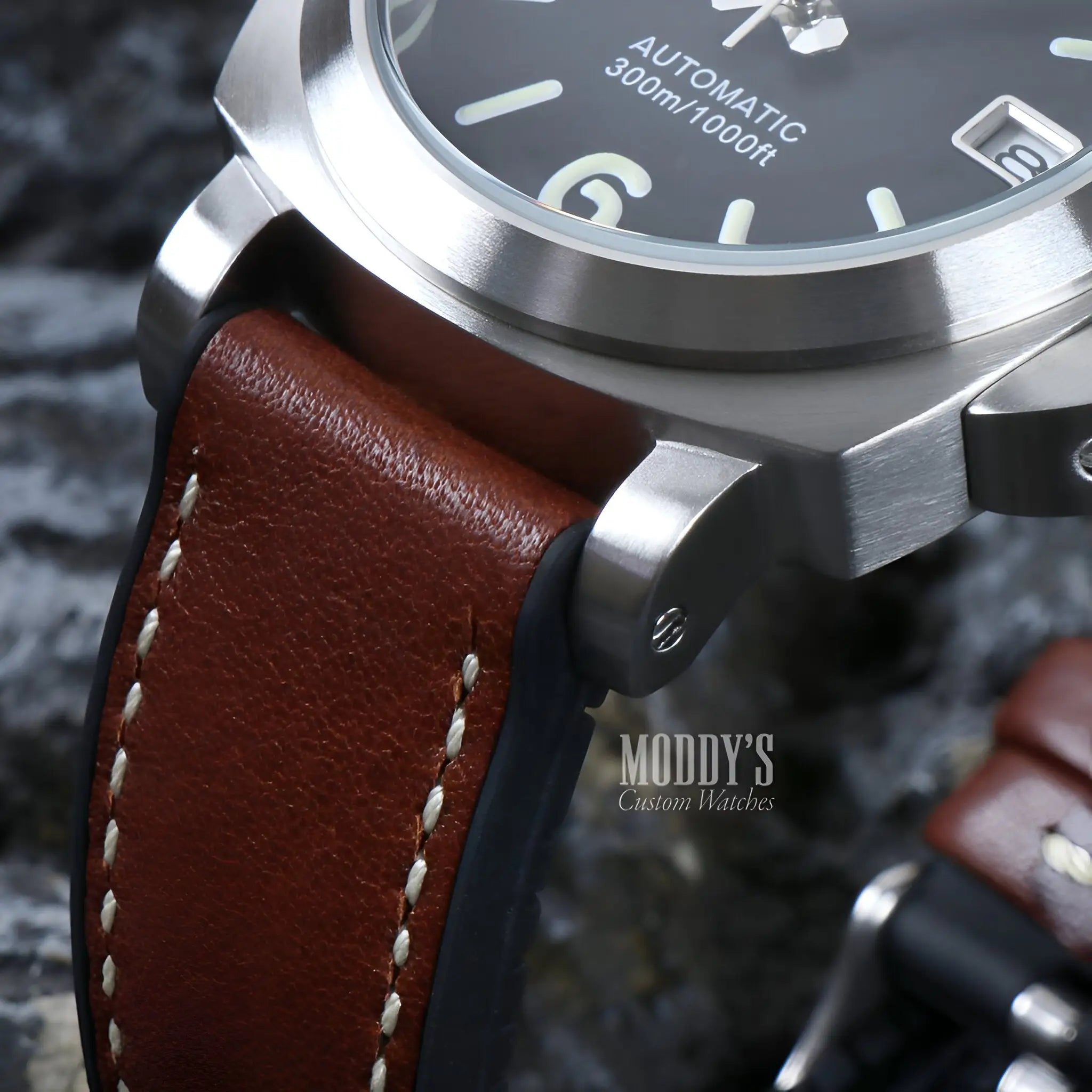 Paneiko brown leather strap watch with Seiko NH35 automatic movement
