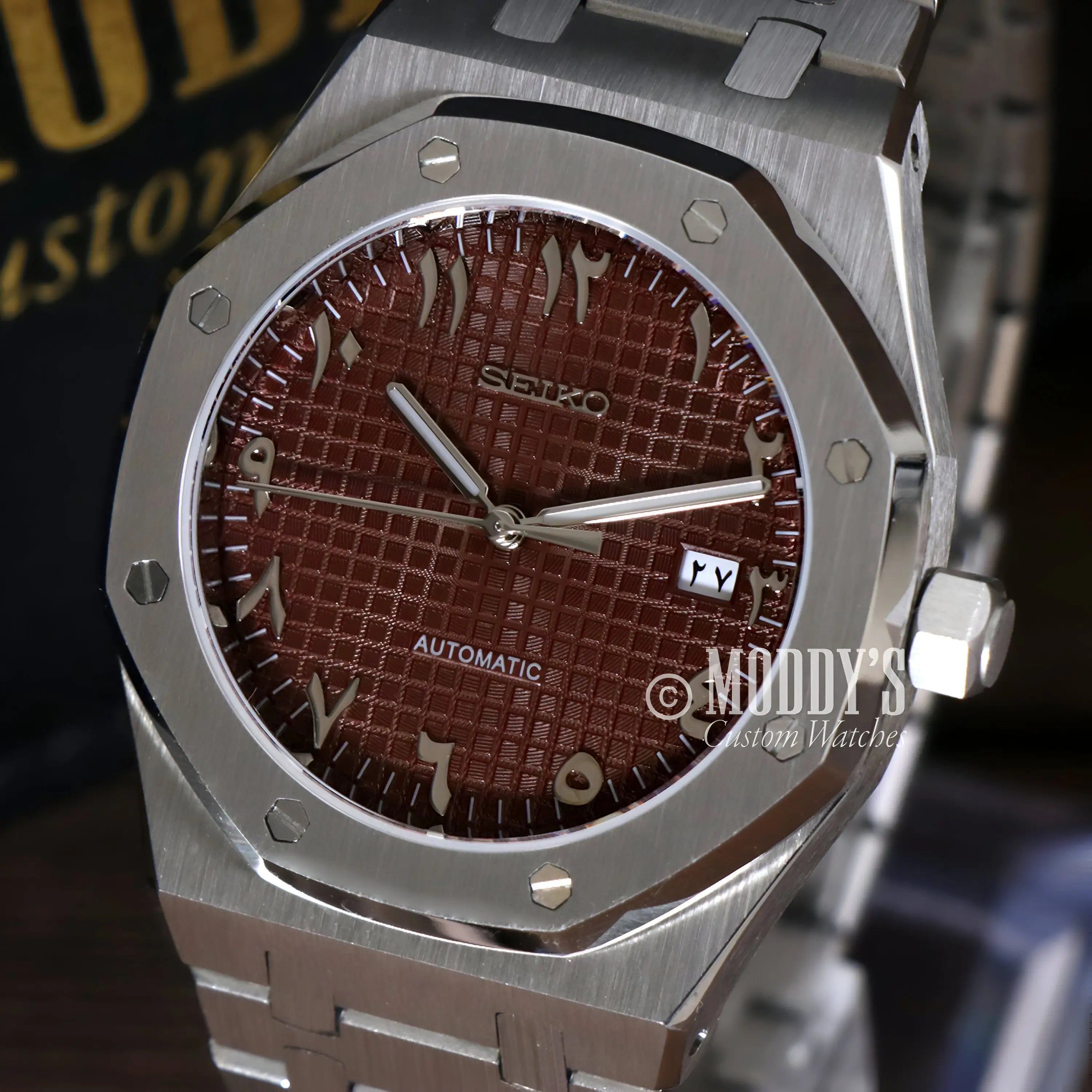 Royal Seikoak Arabic Brown with Seiko NH35 automatic and iconic Royal Oak mod