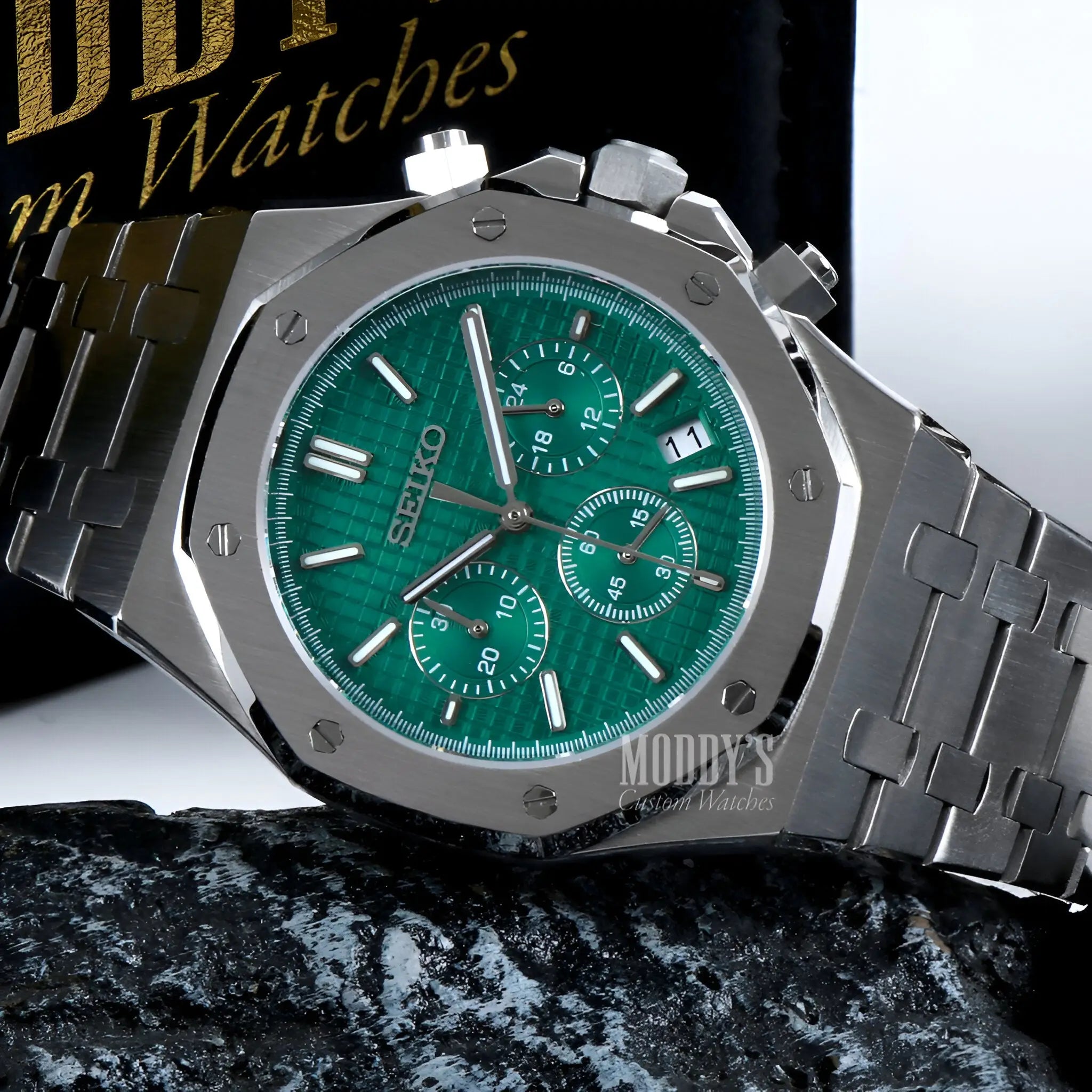 Green Seiko VK63 Hybrid Chronograph with Royal Oak Design