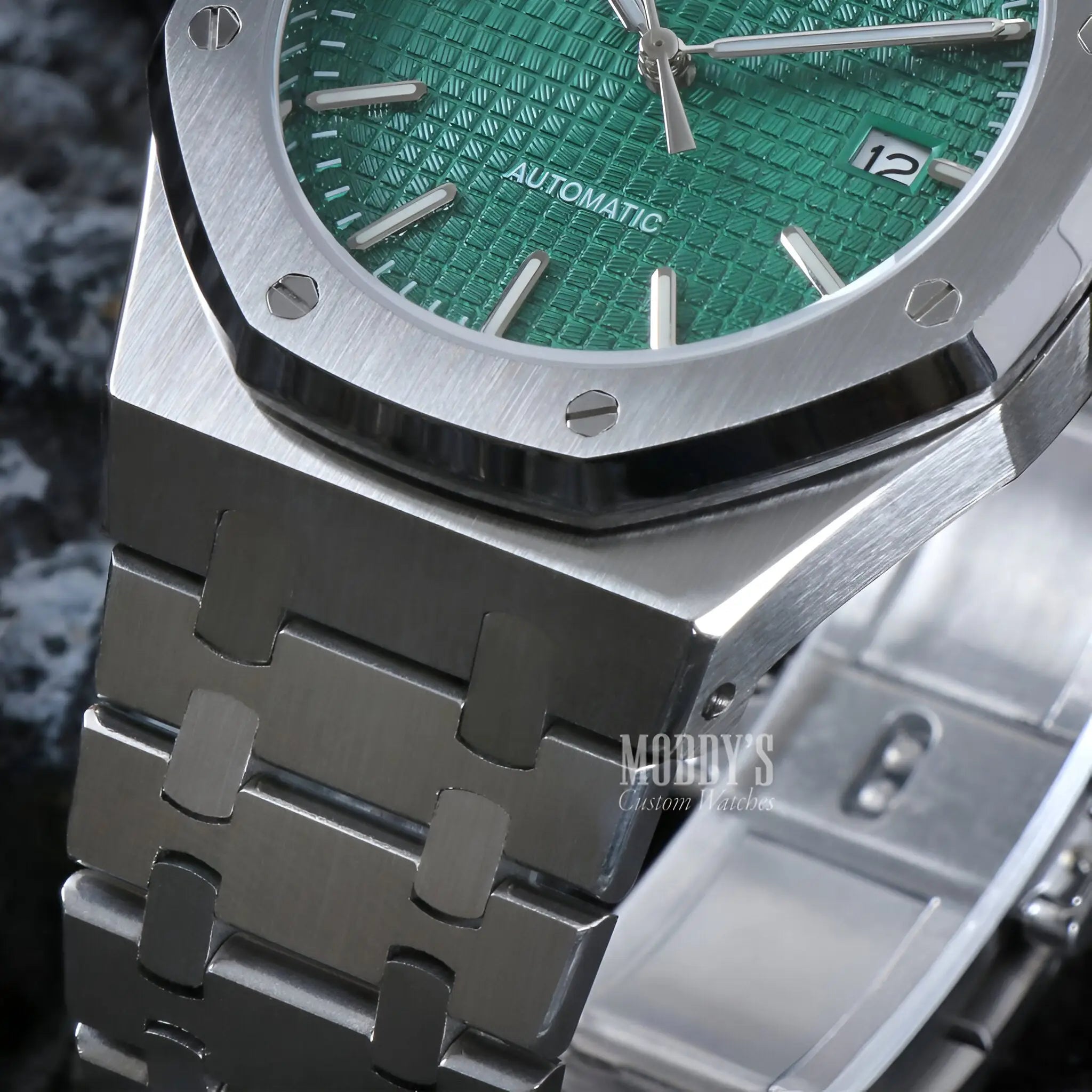 Royal Oak mod Seiko NH35 automatic green dial watch