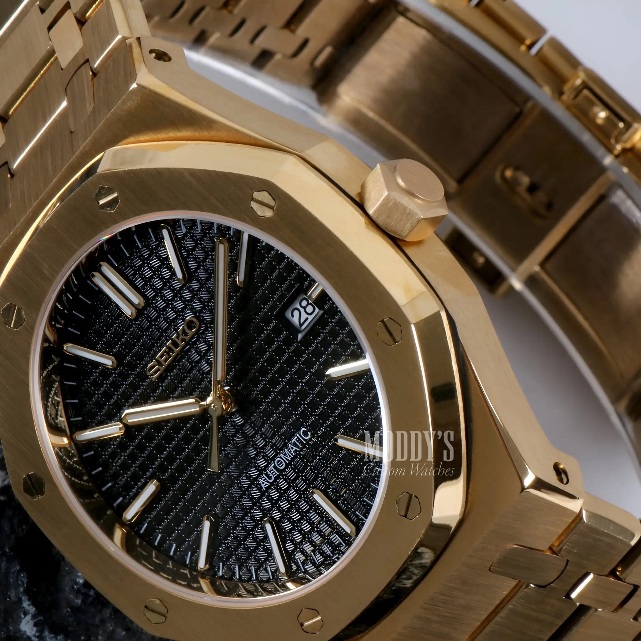 Yellow Gold Royal Oak Mod with Black Dial and Carbon Fiber