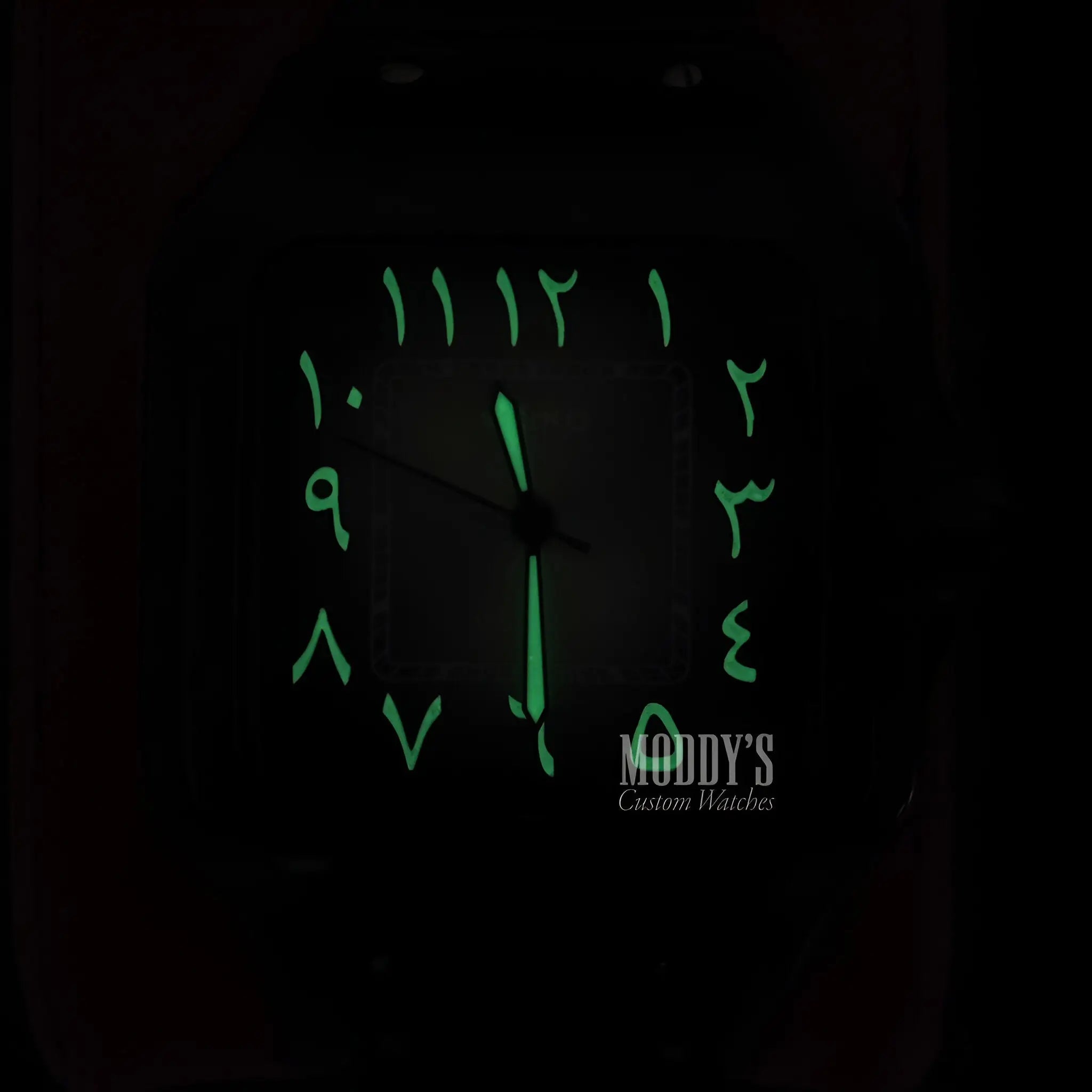 Santeiko Black Ghost Arabic glow-in-the-dark watch with NH35 automatic movement
