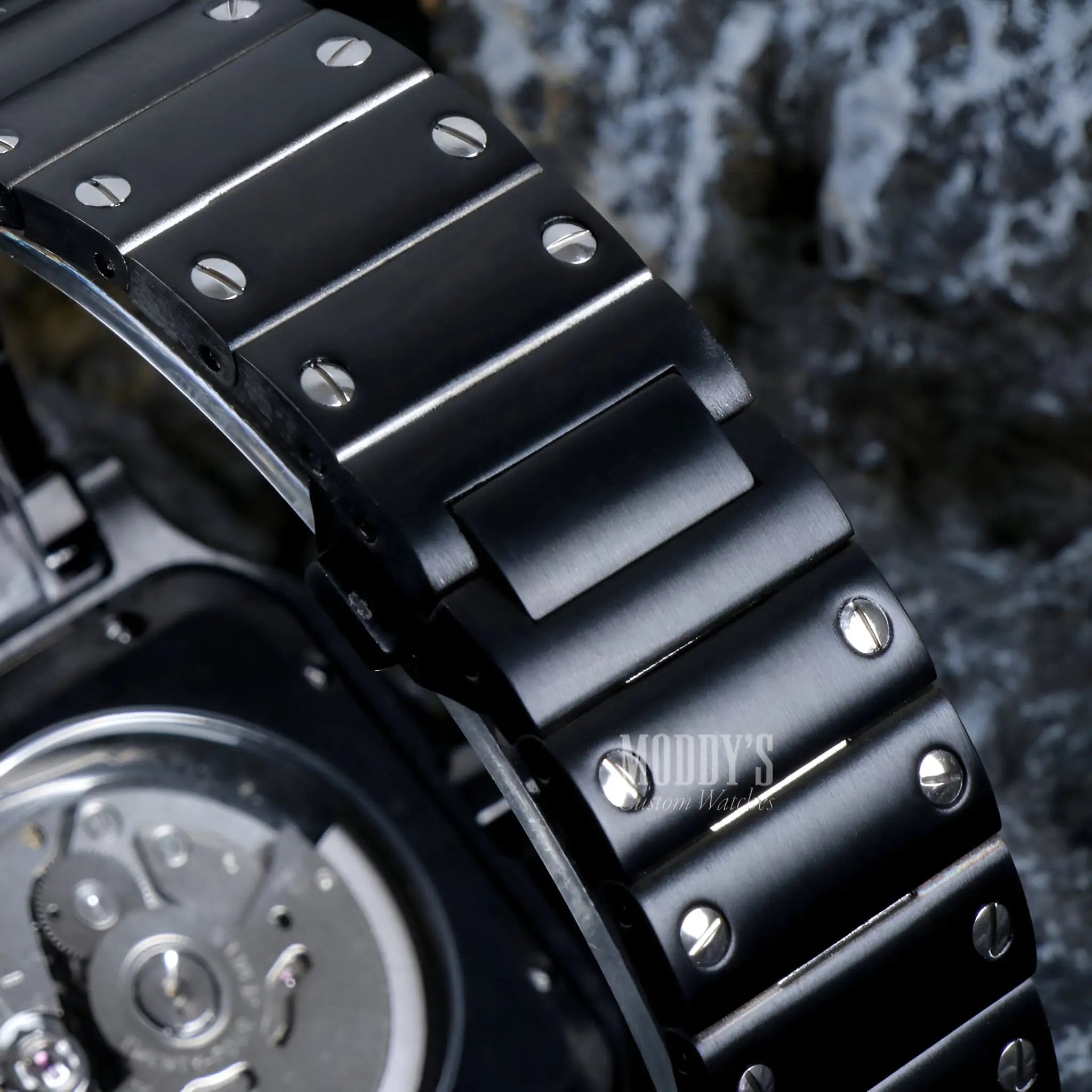 Santeiko Black Ghost Arabic black stainless steel watch with NH35 movement