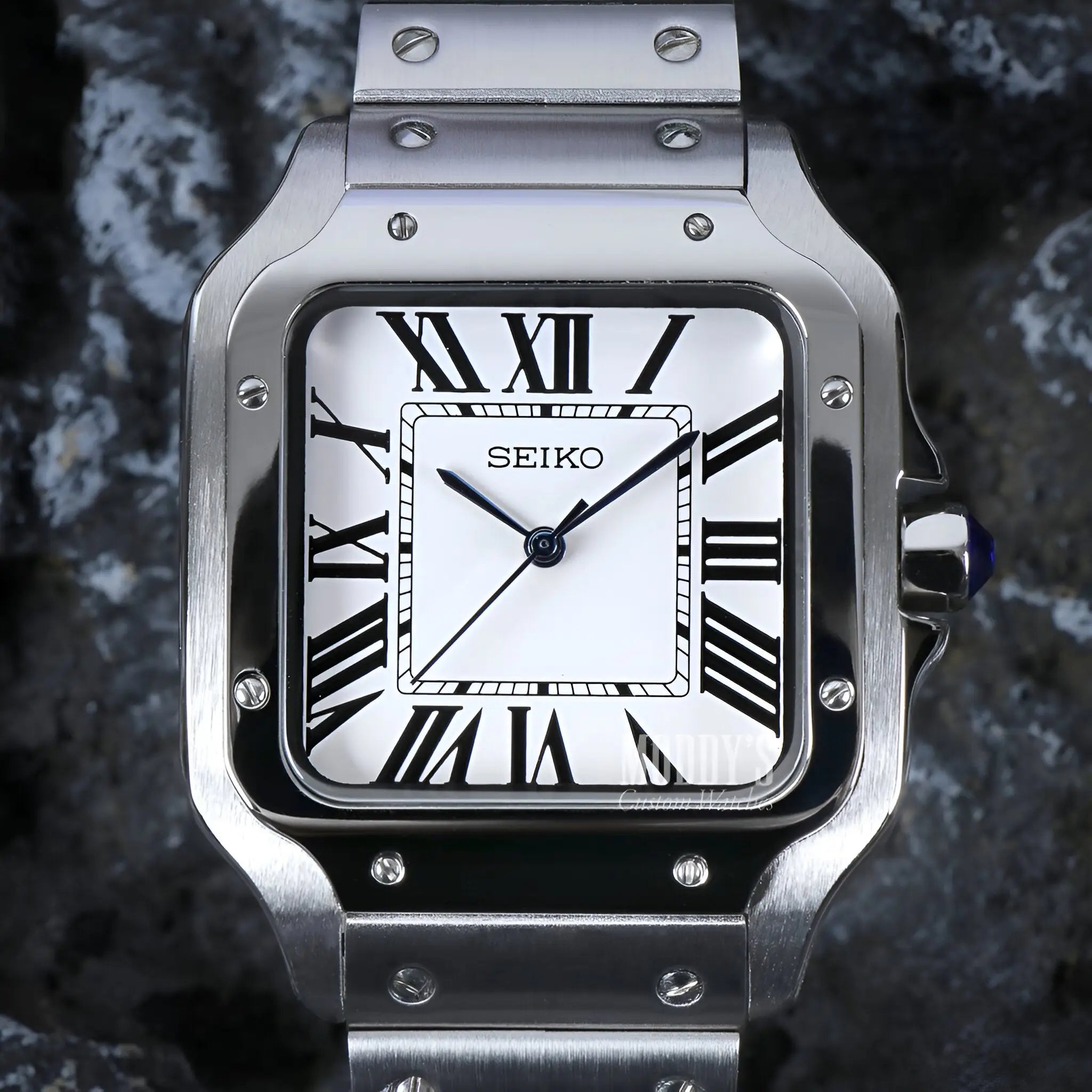 Santeiko White Seiko NH35 automatic mod Santos watch with sapphire glass