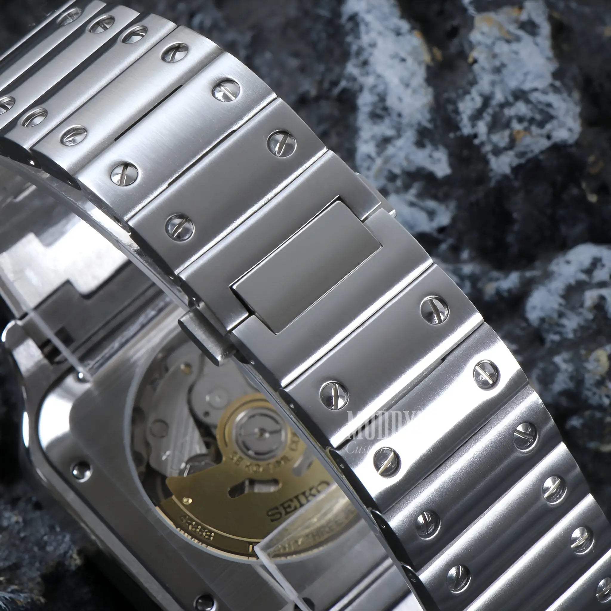 Santeiko White Seiko NH35 automatic mod Santos watch with sapphire glass