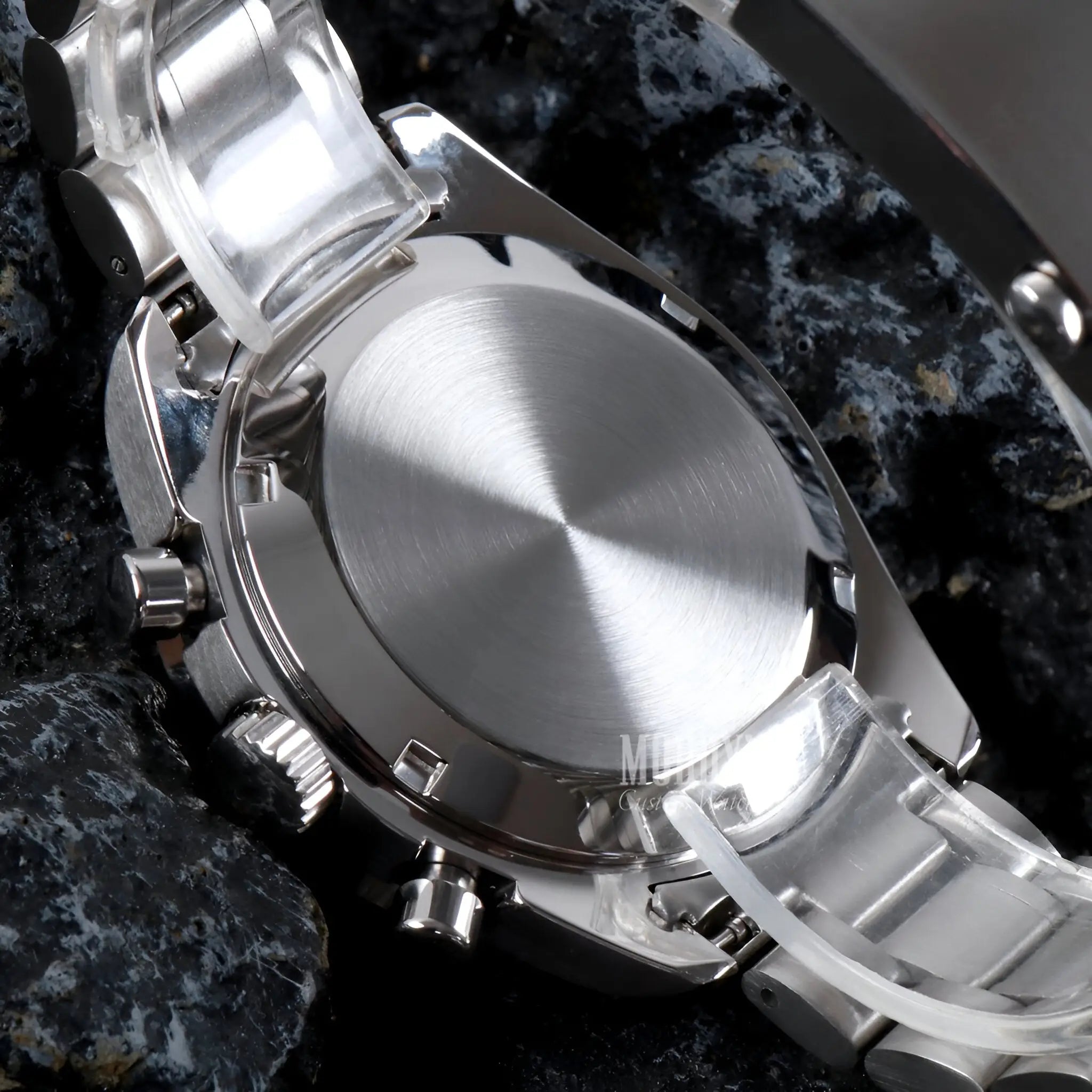 Speedseiko Black Seiko VK63 hybrid chronograph watch with brushed steel