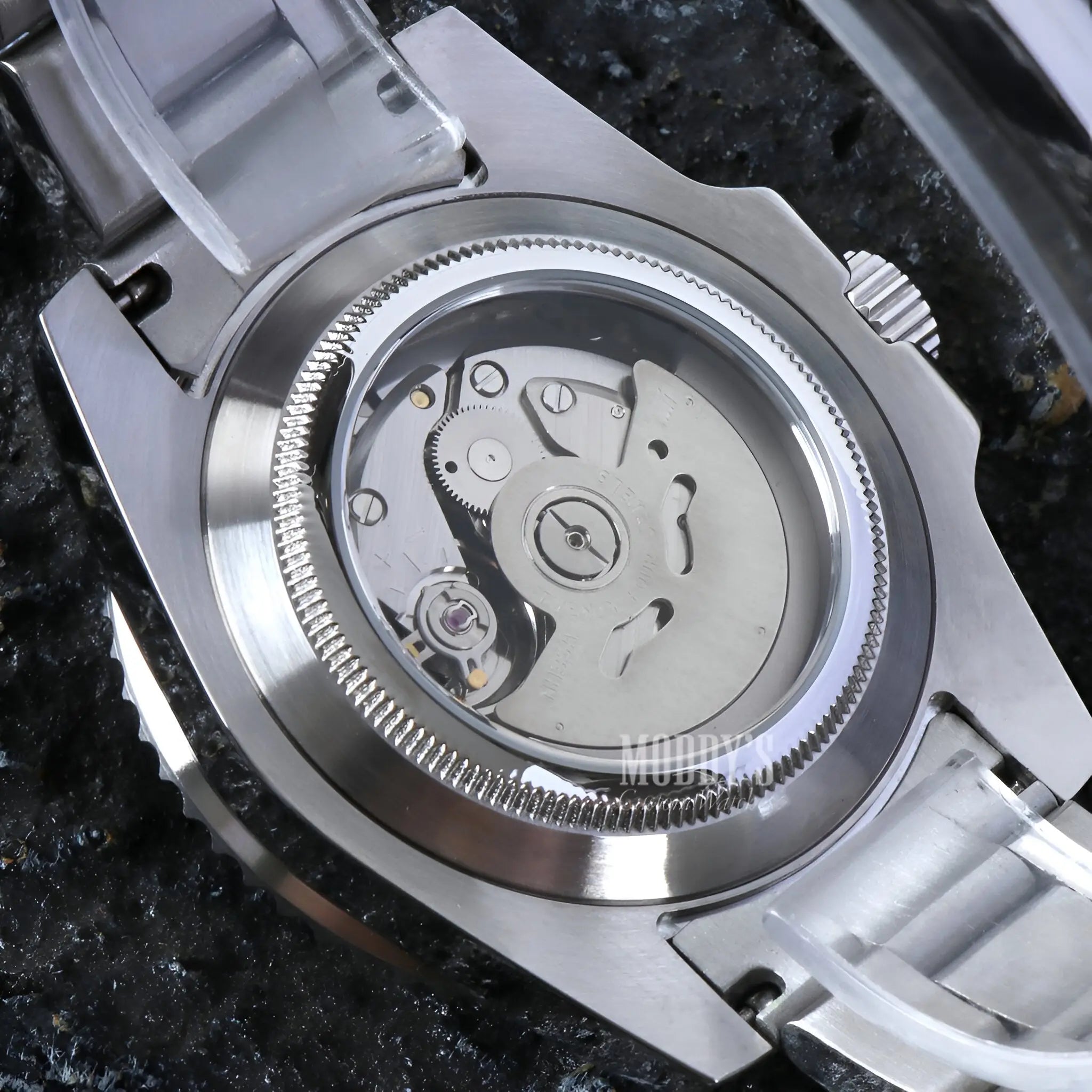 Seiko Mod Submariner black dial watch with NH35 movement