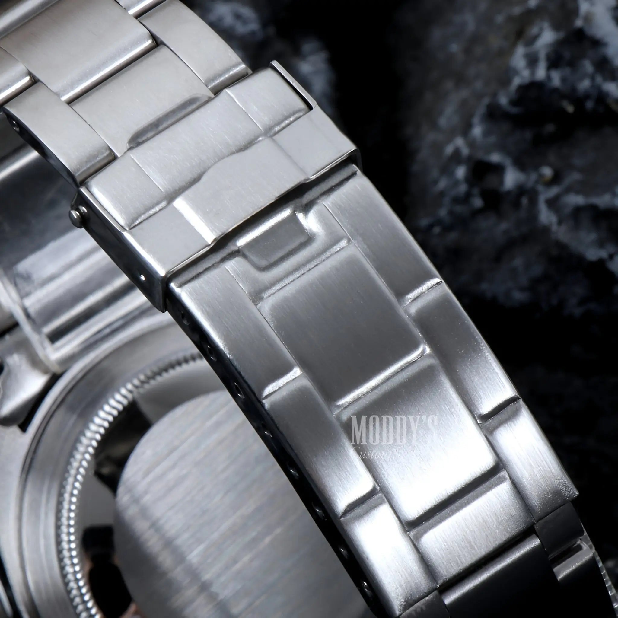 Seiko mod submariner vintage with silver stainless steel watch band