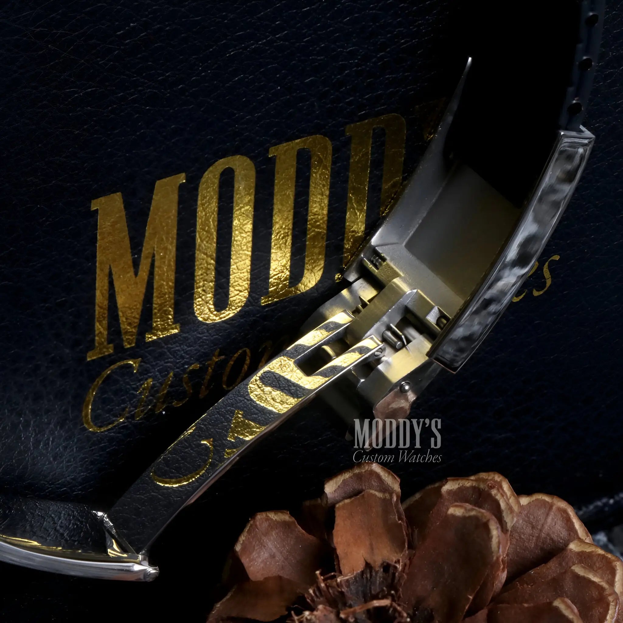 Seiko NH35 automatic black watch with gold and silver accents