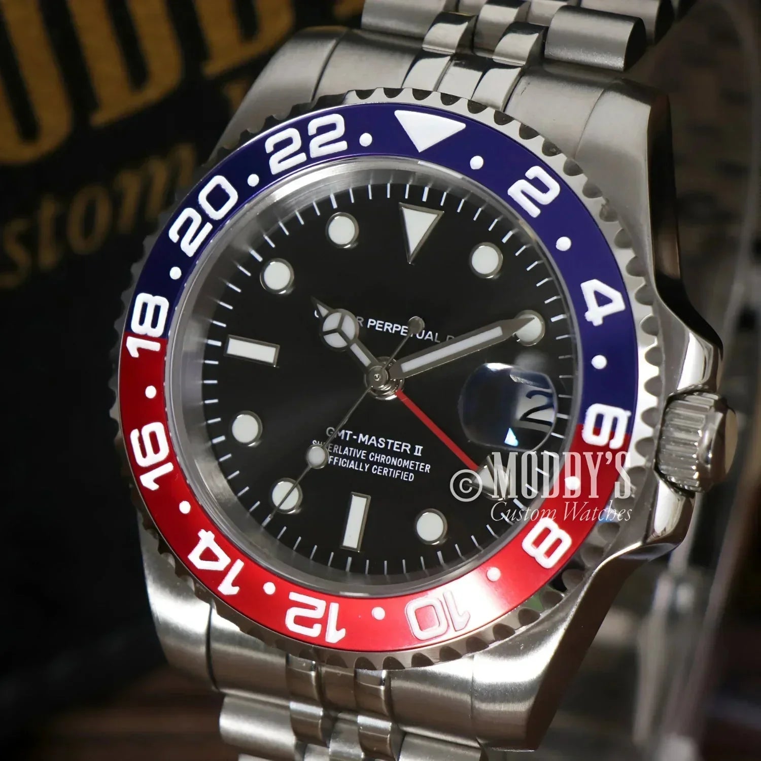 Stainless Steel GMT-Master II watch GMTeiko Pepsi with Seiko NH34 Automatic movement