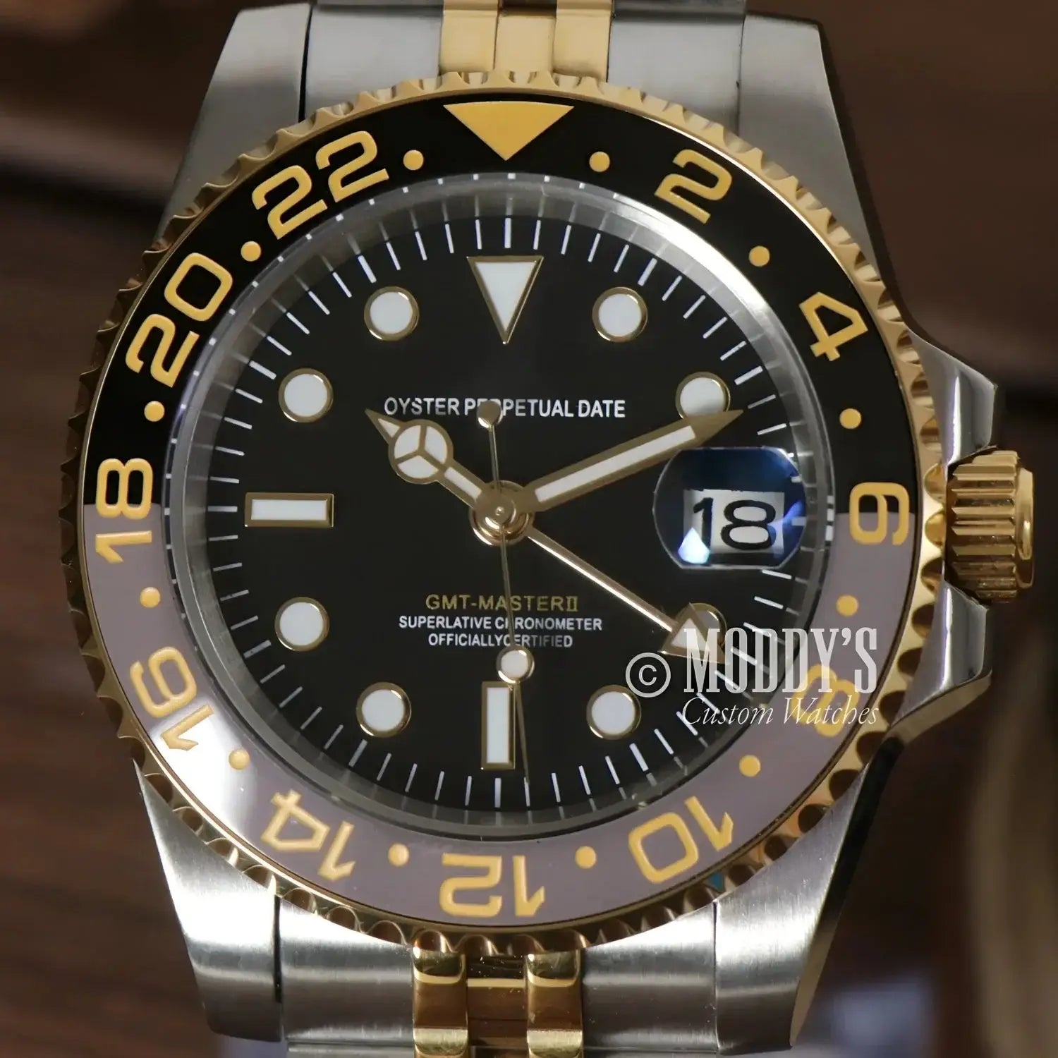 Two-tone Rolex GMT-Master II wristwatch featuring NH34 automatic movement and 904L stainless steel