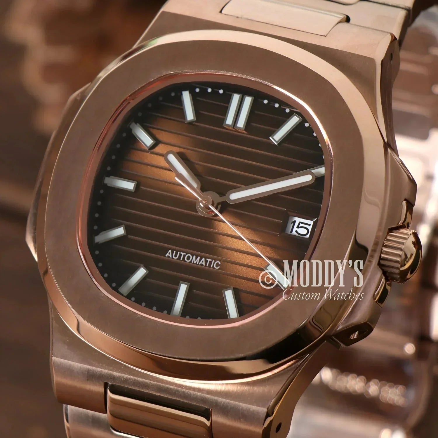 Rose Gold automatic wristwatch Nautiko with NH35 automatic movement and 904L stainless steel