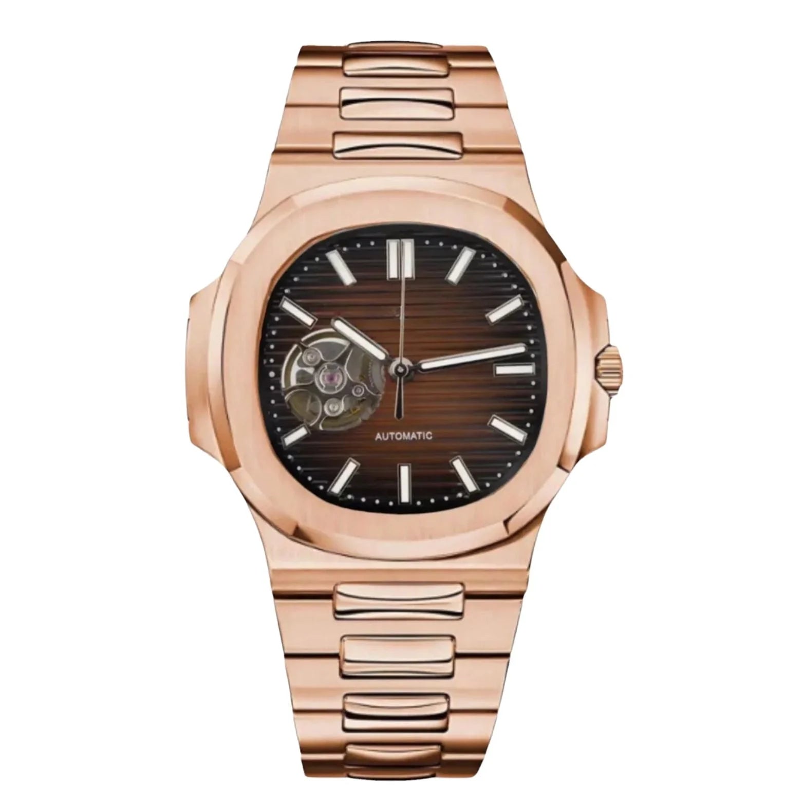 Nautiko | Rose Gold Chocolate Open Heart - Nautilus - Moddys Custom Watches