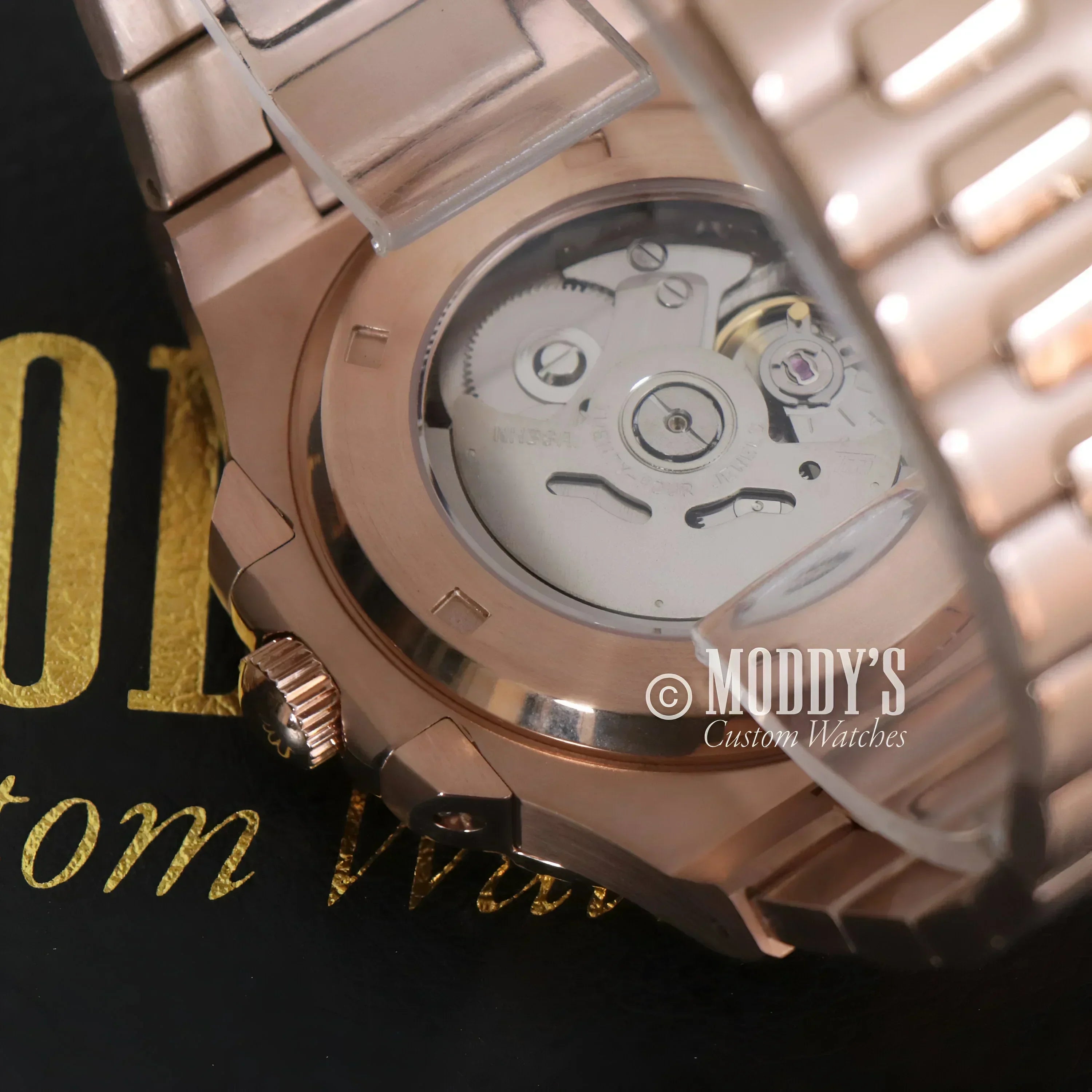 Rose Gold Automatic Wristwatch Nautiko Rose Gold Chocolate Open Heart in 904L Stainless Steel