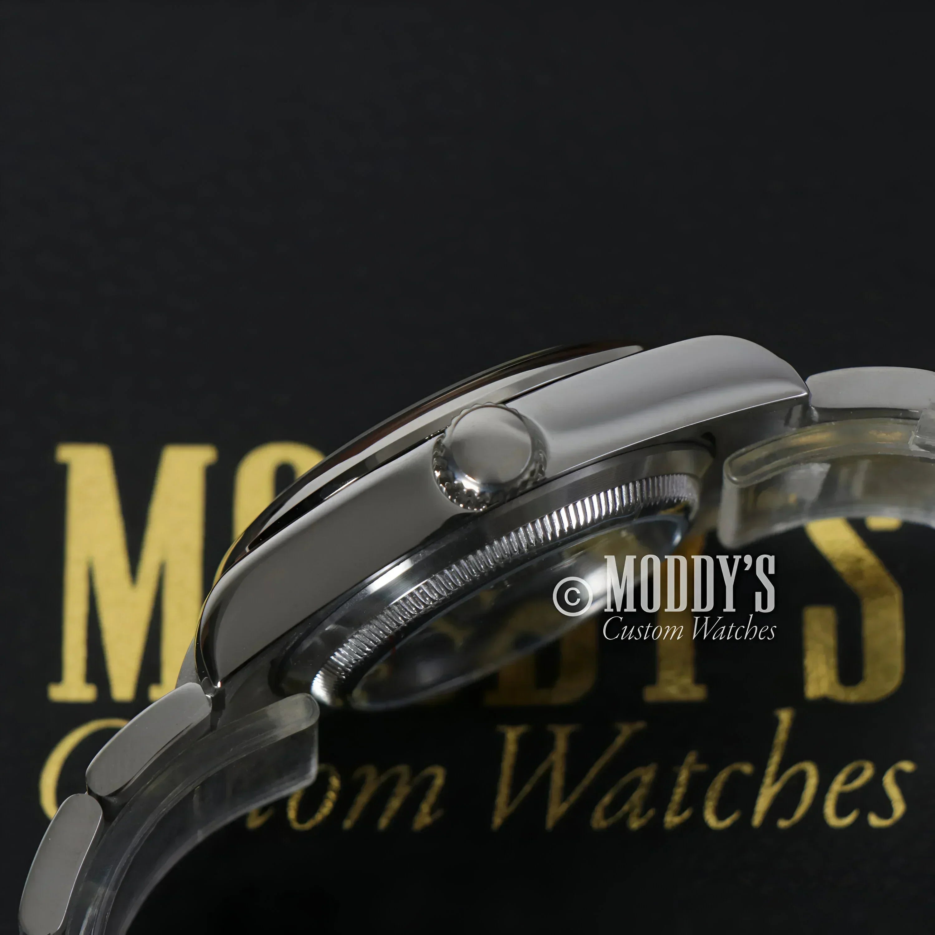 Silver wristwatch Oysteiko Tiffany Blue with Seiko mod and NH35 automatic movement