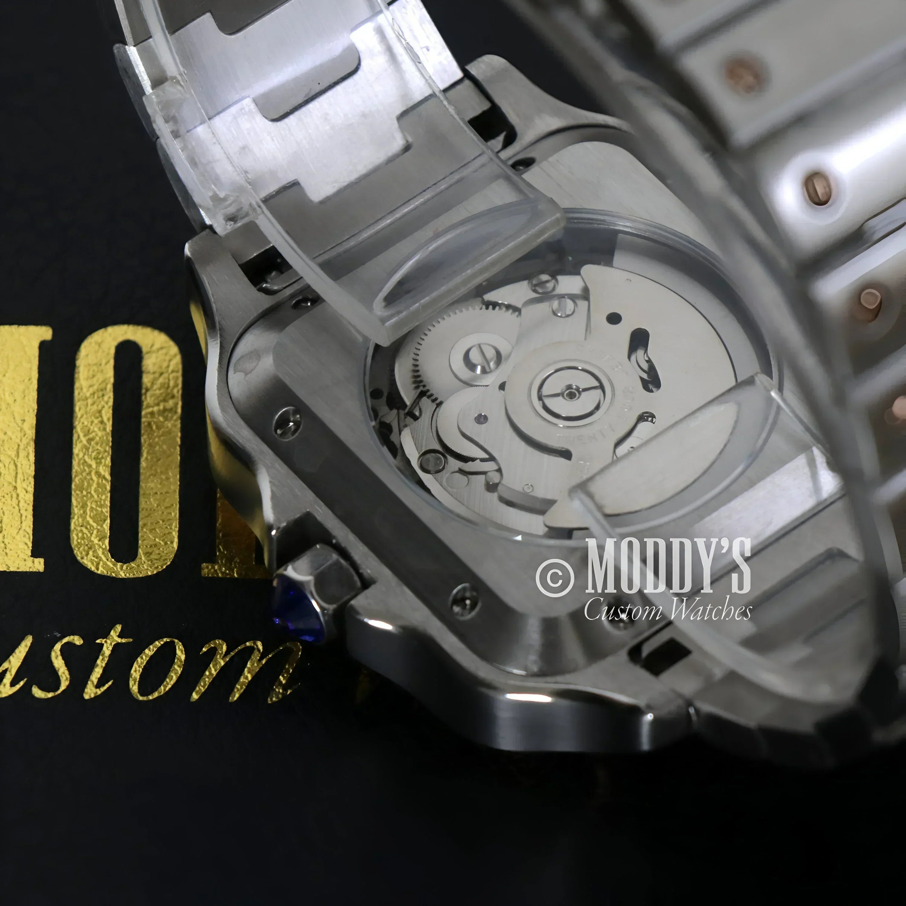 Silver wristwatch with visible NH35 automatic movement from Santeiko Rose Gold - Brown