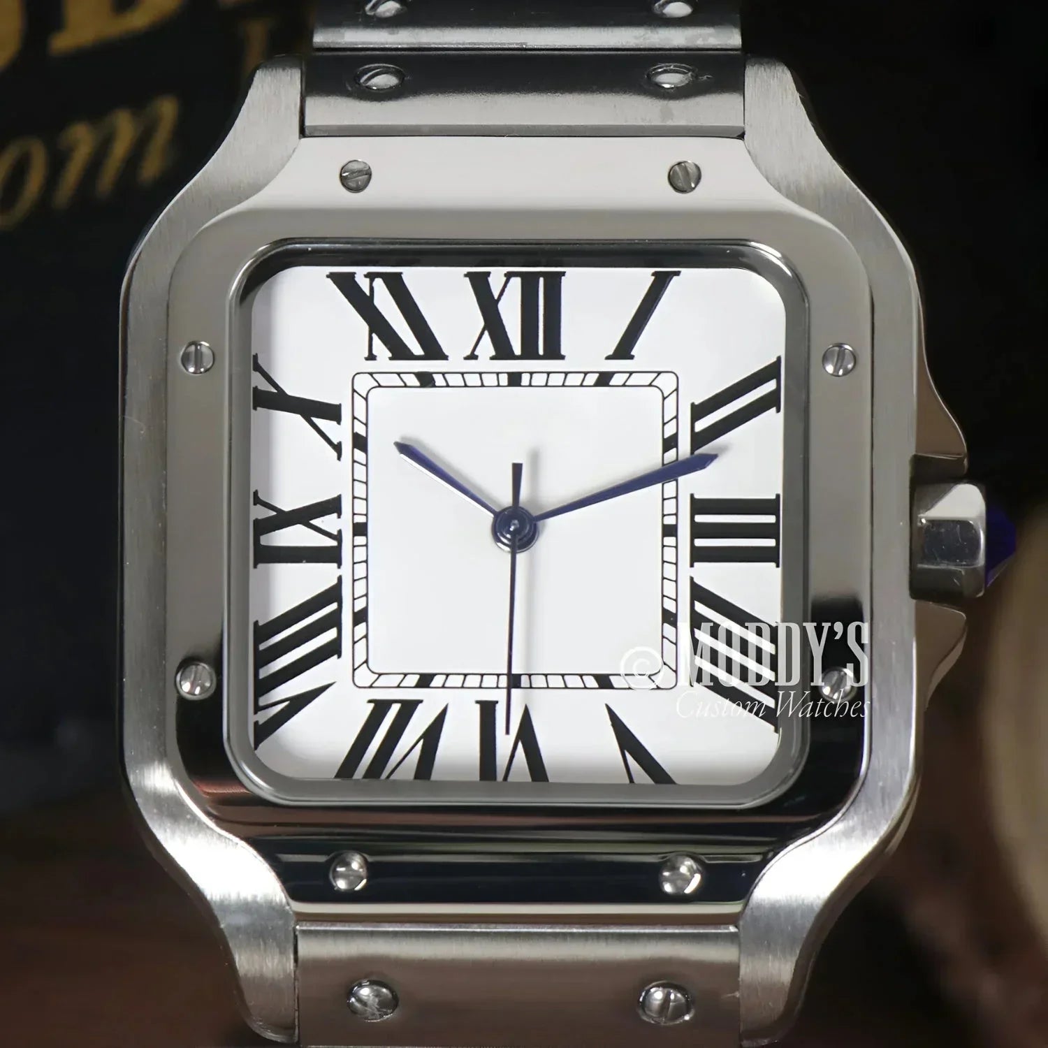 Silver square wristwatch from Santeiko White featuring Seiko NH35 automatic movement