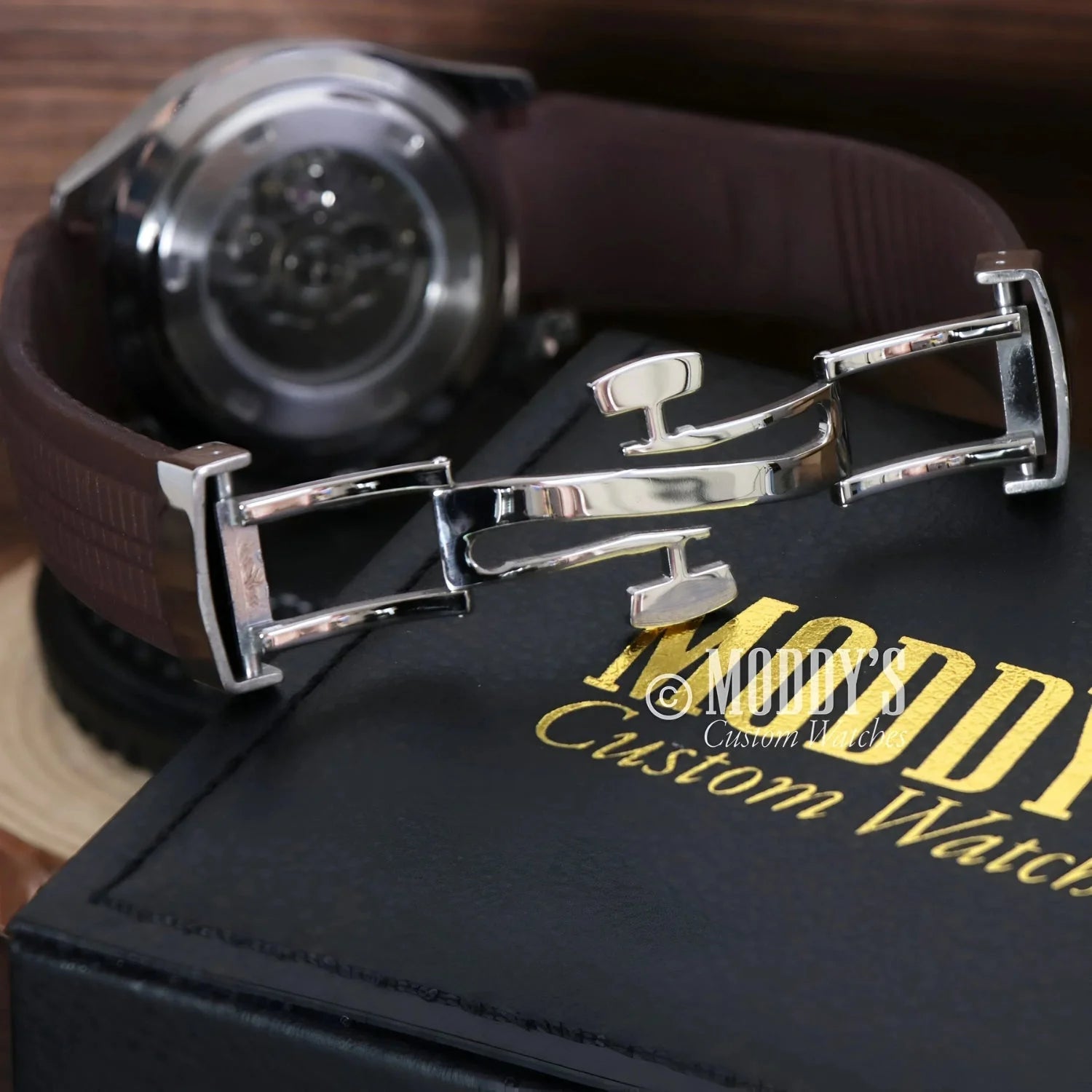 Silver watch clasp for Seikonaut Brown with Seiko NH35 automatic movement