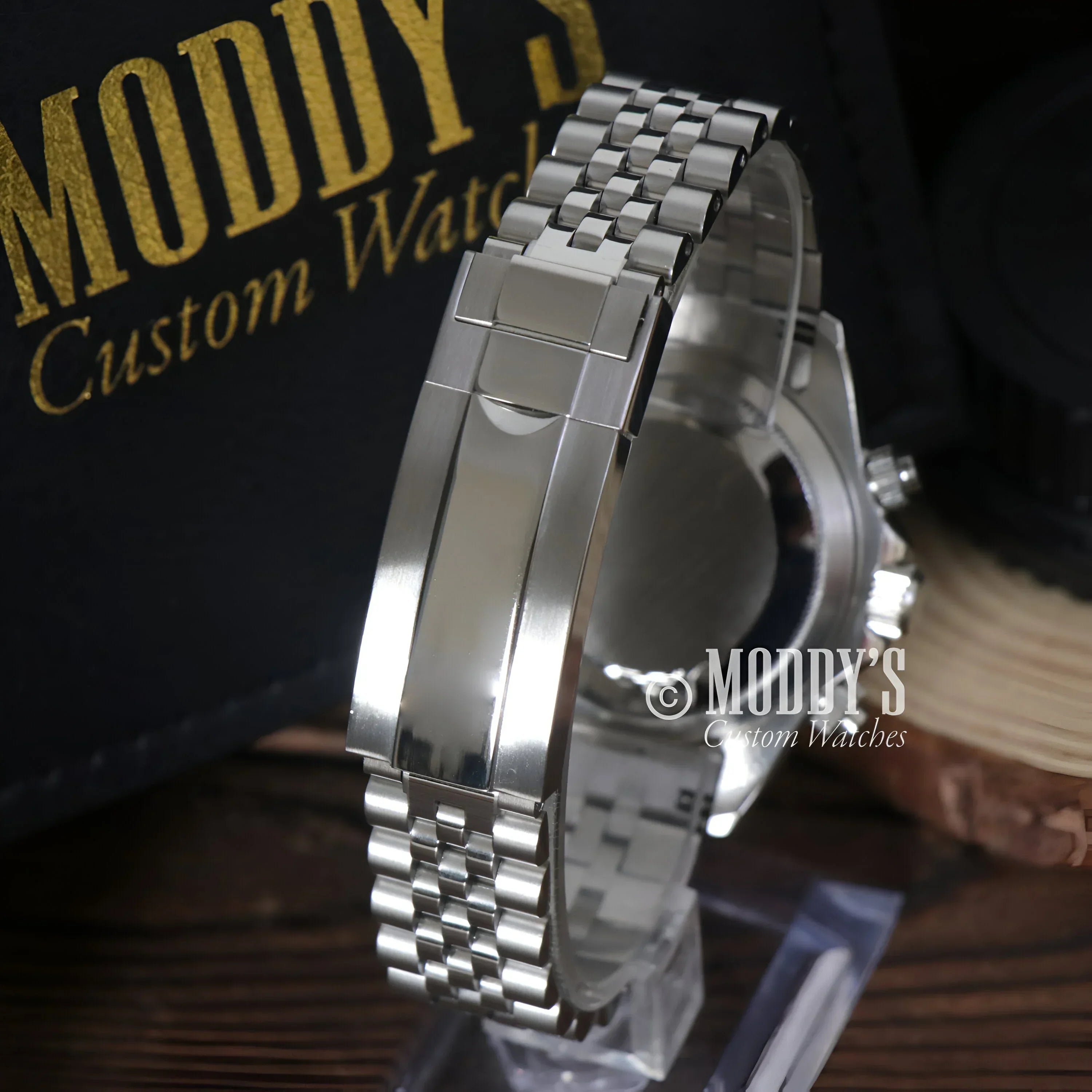 Silver metal watch band for Tudeiko Chrono Pink with Seiko VK63 hybrid movement