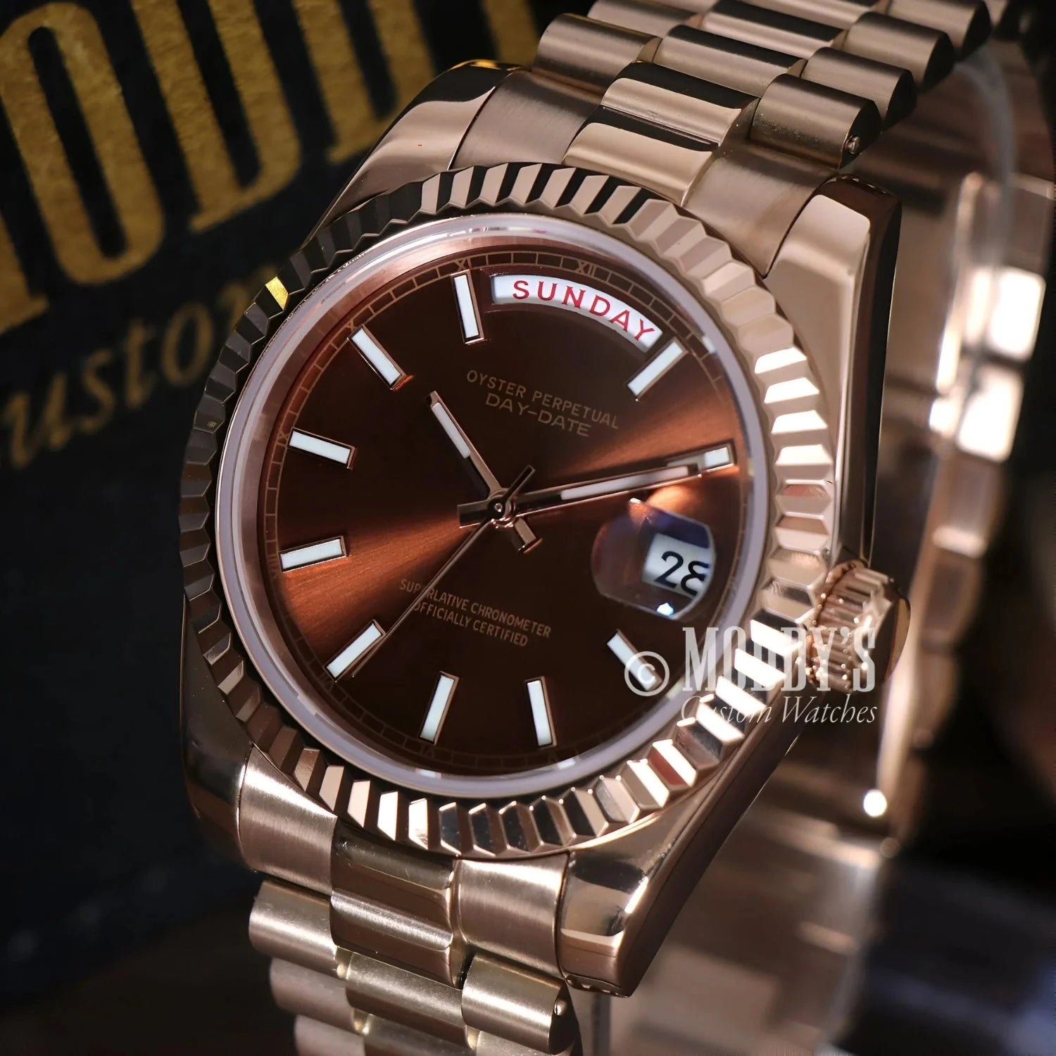 Daydate Rose Gold Watch by Seikojust featuring 316L stainless steel design