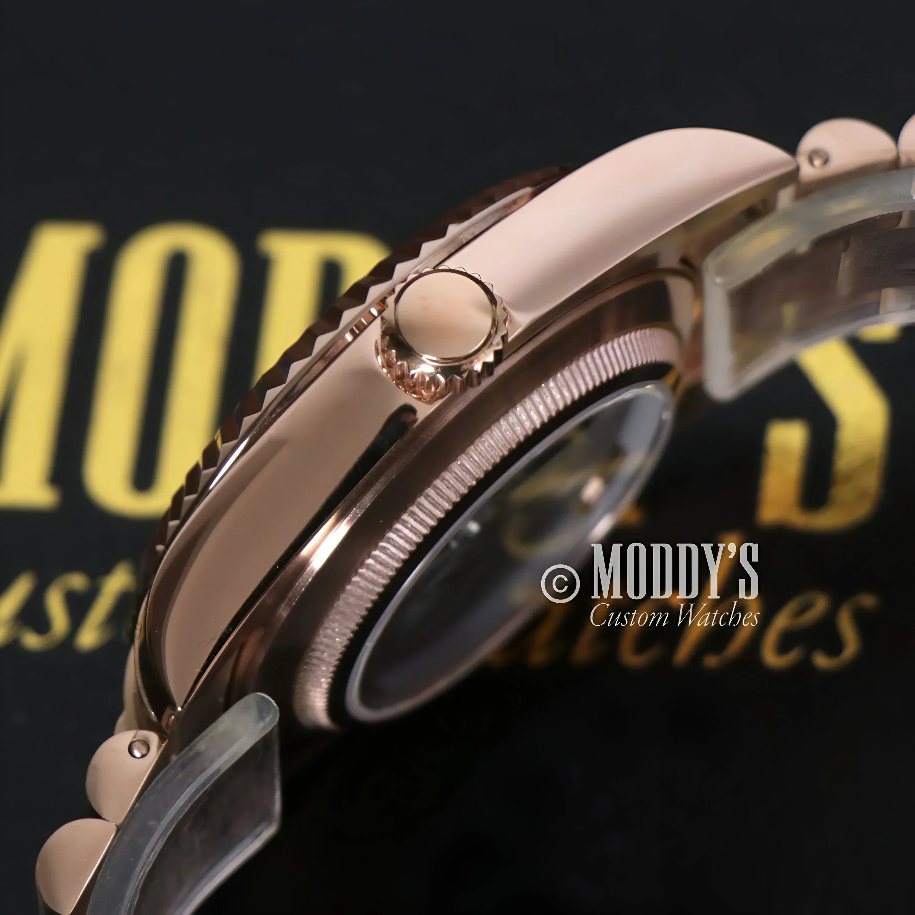 Daydate Rose Gold Seiko Mod wristwatch with 316L stainless steel bracelet