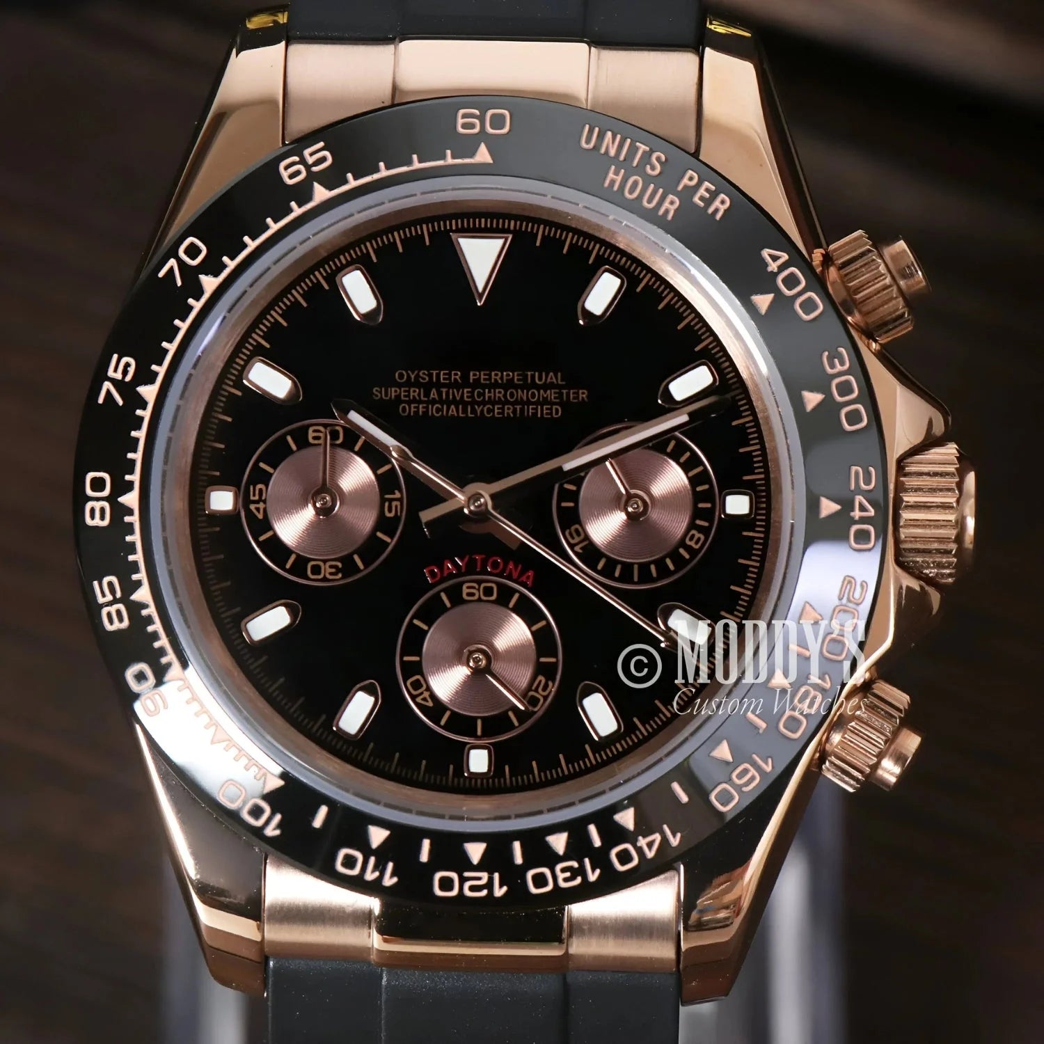 Rose Gold Chronograph Wristwatch from Seitona featuring VK63 hybrid movement design