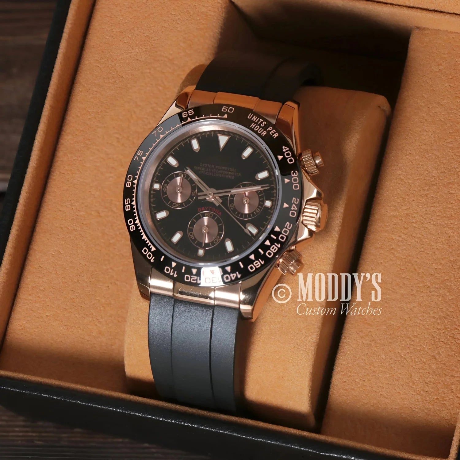 Rose Gold Chronograph Wristwatch from Seitona featuring Seiko VK63 hybrid movement