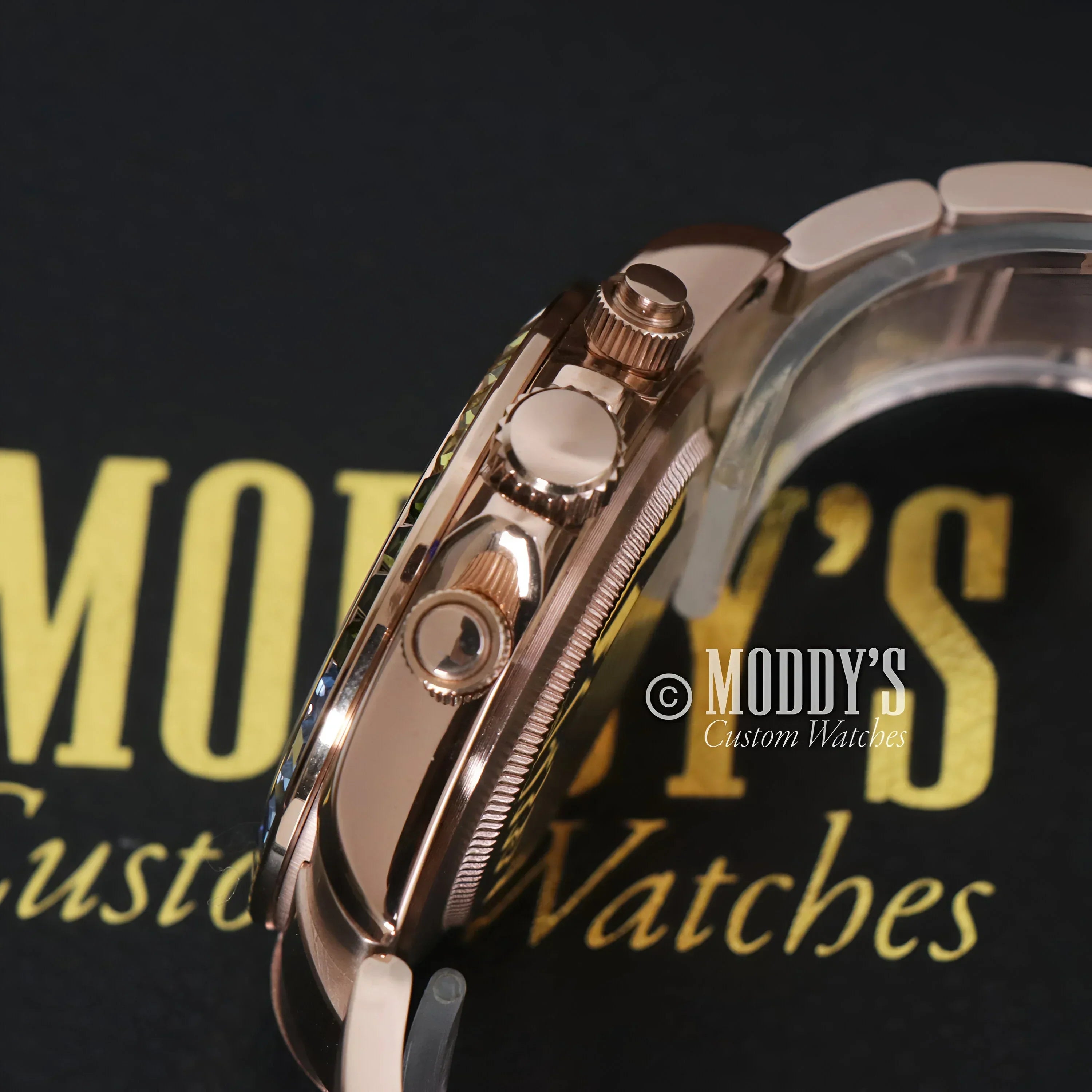 Rose Gold chronograph watch Seitona with Seiko VK63 hybrid movement design