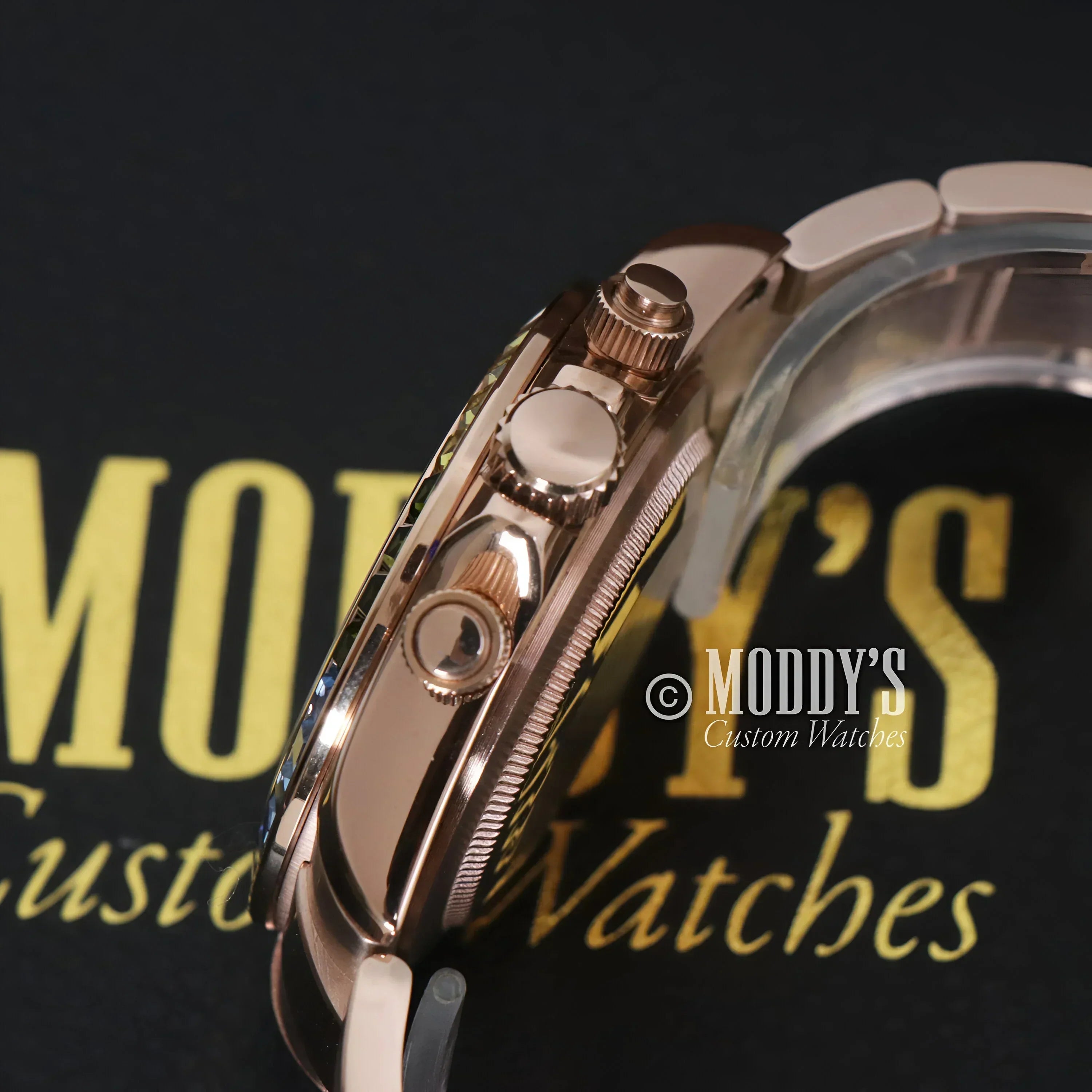 Rose Gold chronograph watch Seitona with Seiko VK63 hybrid movement design